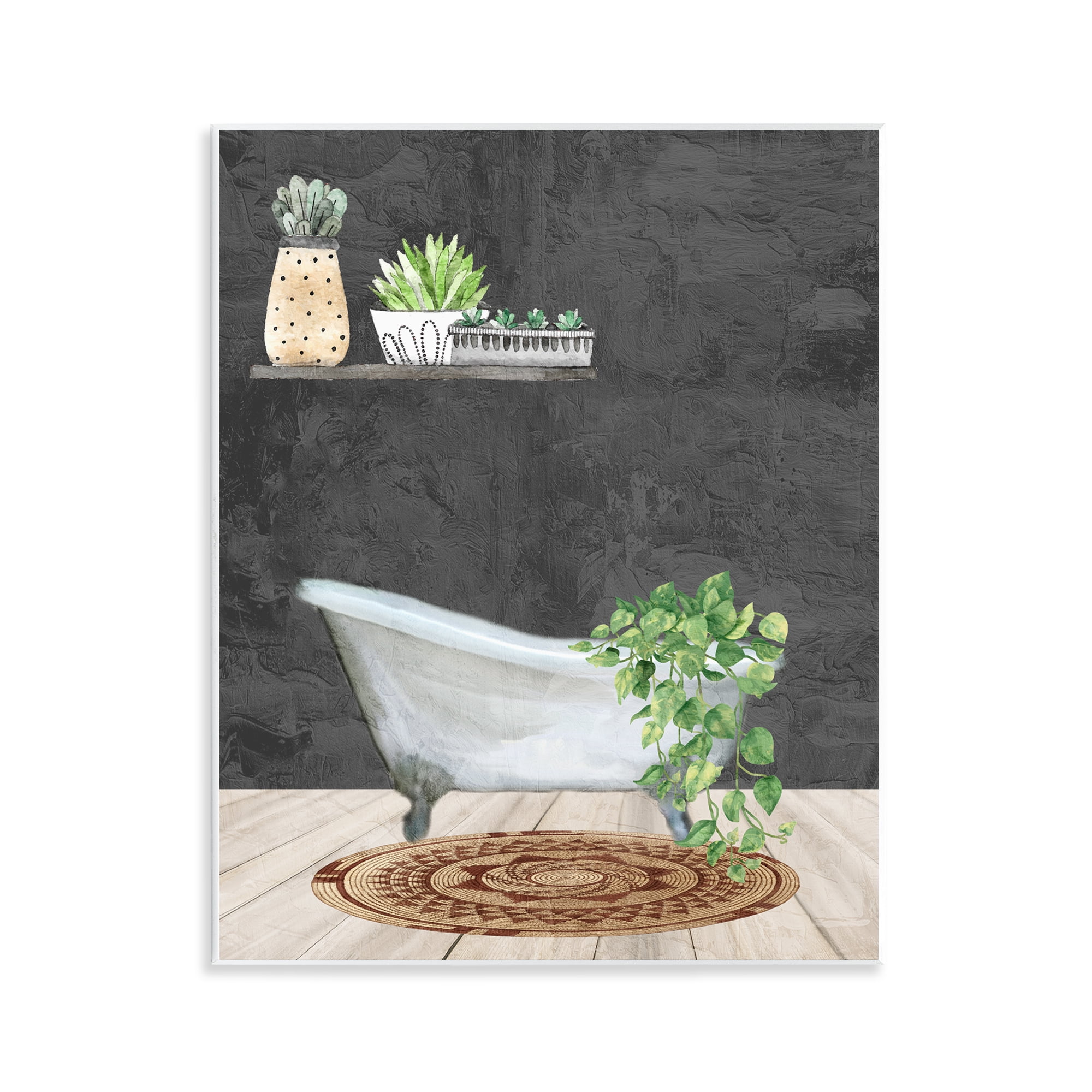 Stupell Industries Relaxing Greens Bathroom Bath & Laundry Painting Unframed Art Print Wall Art, 11 x 14