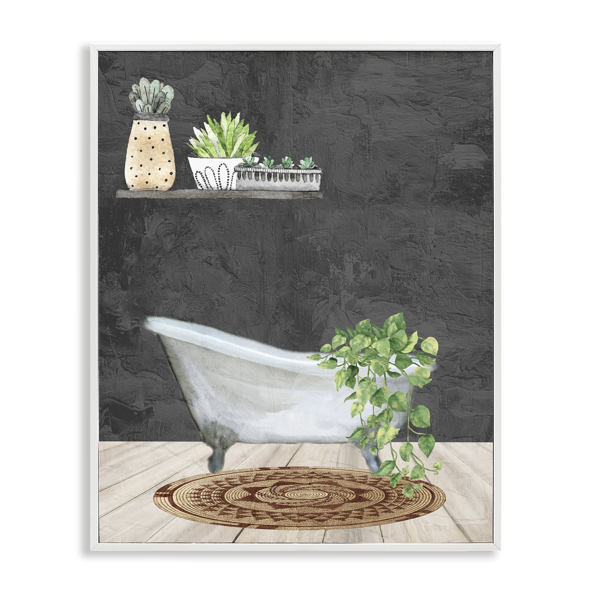 Stupell Industries Relaxing Greens Bathroom Bath & Laundry Painting White Framed Art Print Wall Art, 24 x 30