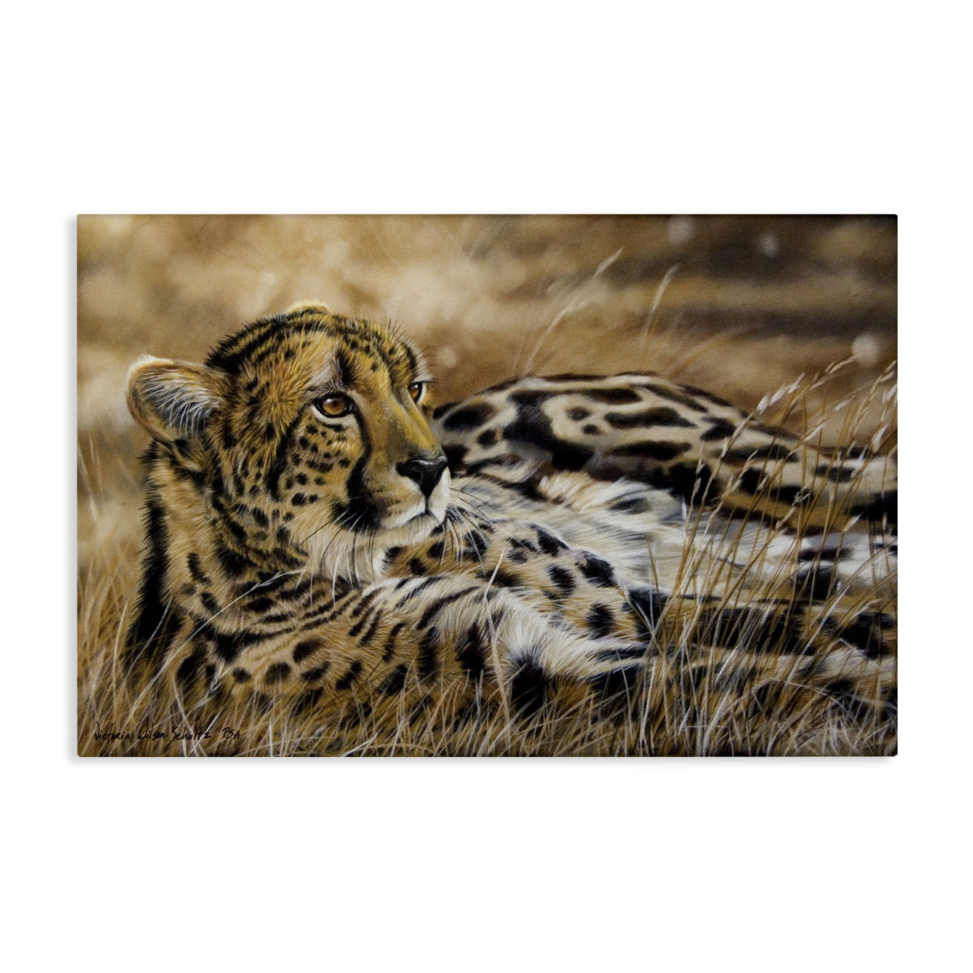 Stupell Industries Relaxing Leopard Scenery Animals & Insects Painting Gallery Wrapped Canvas Art Print Wall Art, 30 x 20