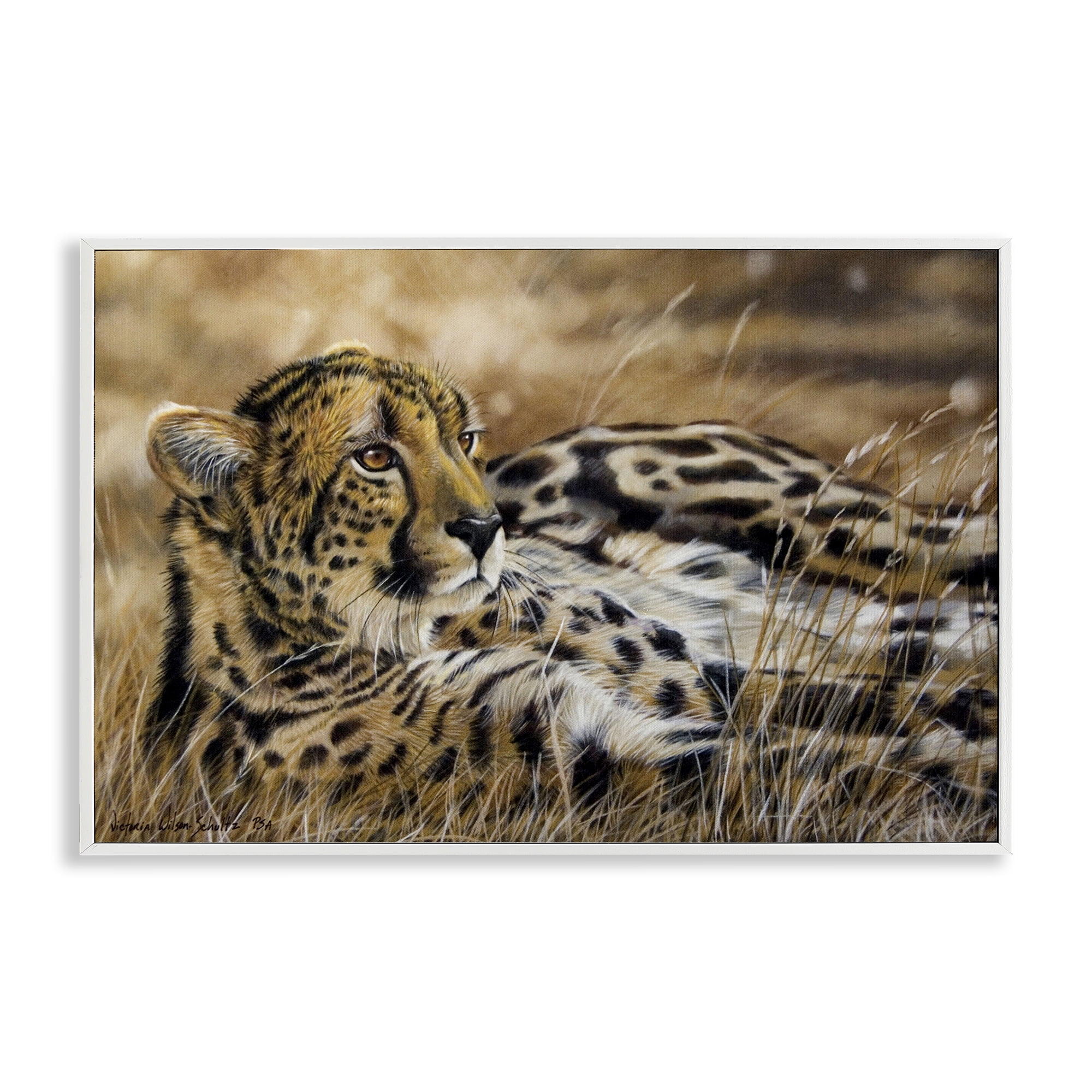 Stupell Industries Relaxing Leopard Scenery Animals & Insects Painting White Framed Art Print Wall Art, 18 x 12