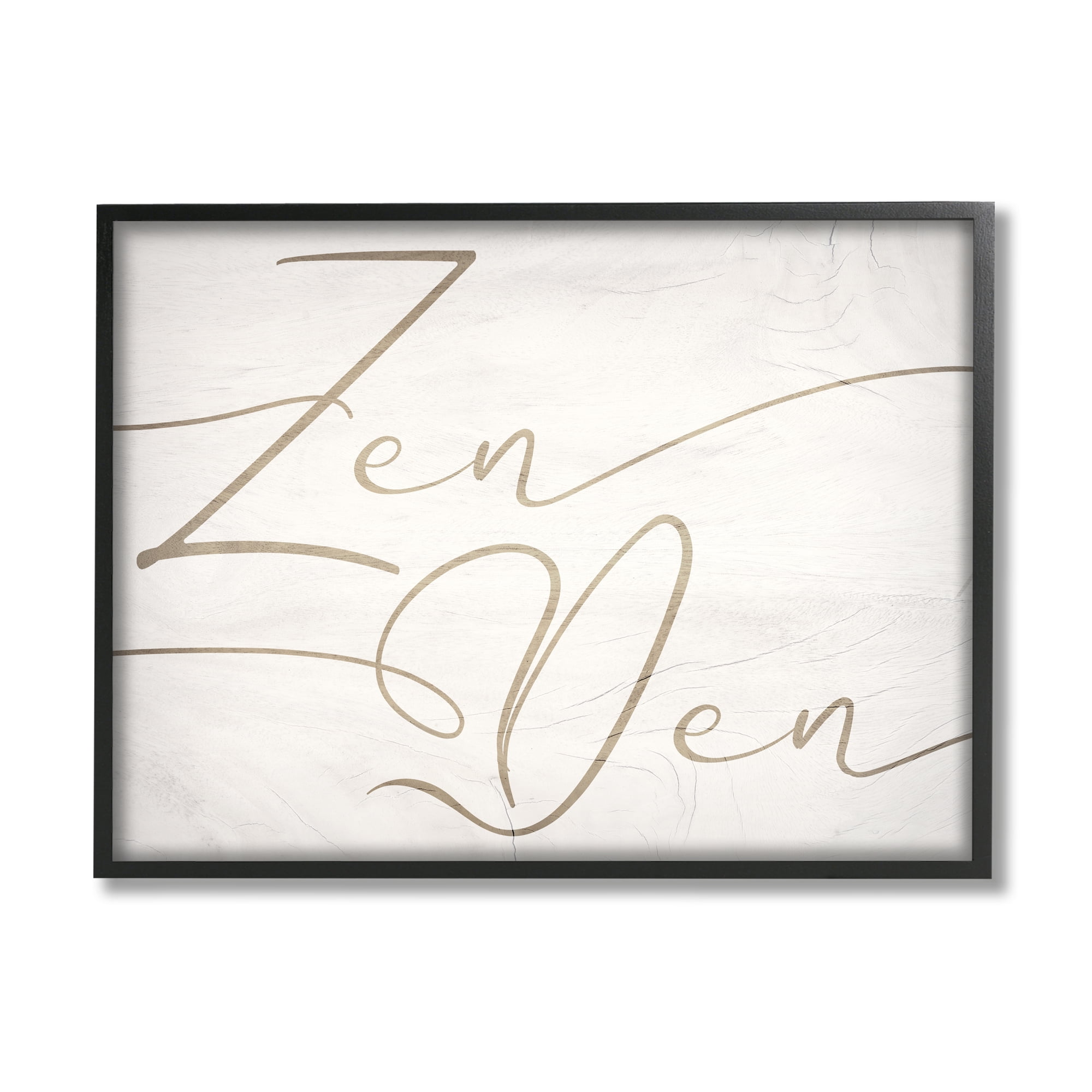 Stupell Industries Relaxing Zen Den Sign Minimal Charming Typography Modern Painting Black framed Art Print Wall Art, 16 x 20, Design by Daphne Polselli
