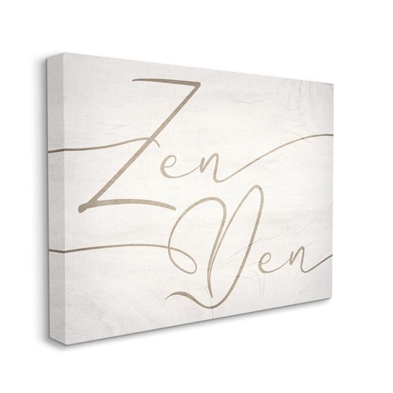 Stupell Industries Relaxing Zen Den Sign Minimal Charming Typography Typography Painting Gallery Wrapped Canvas Print Wall Art, 30 x 40