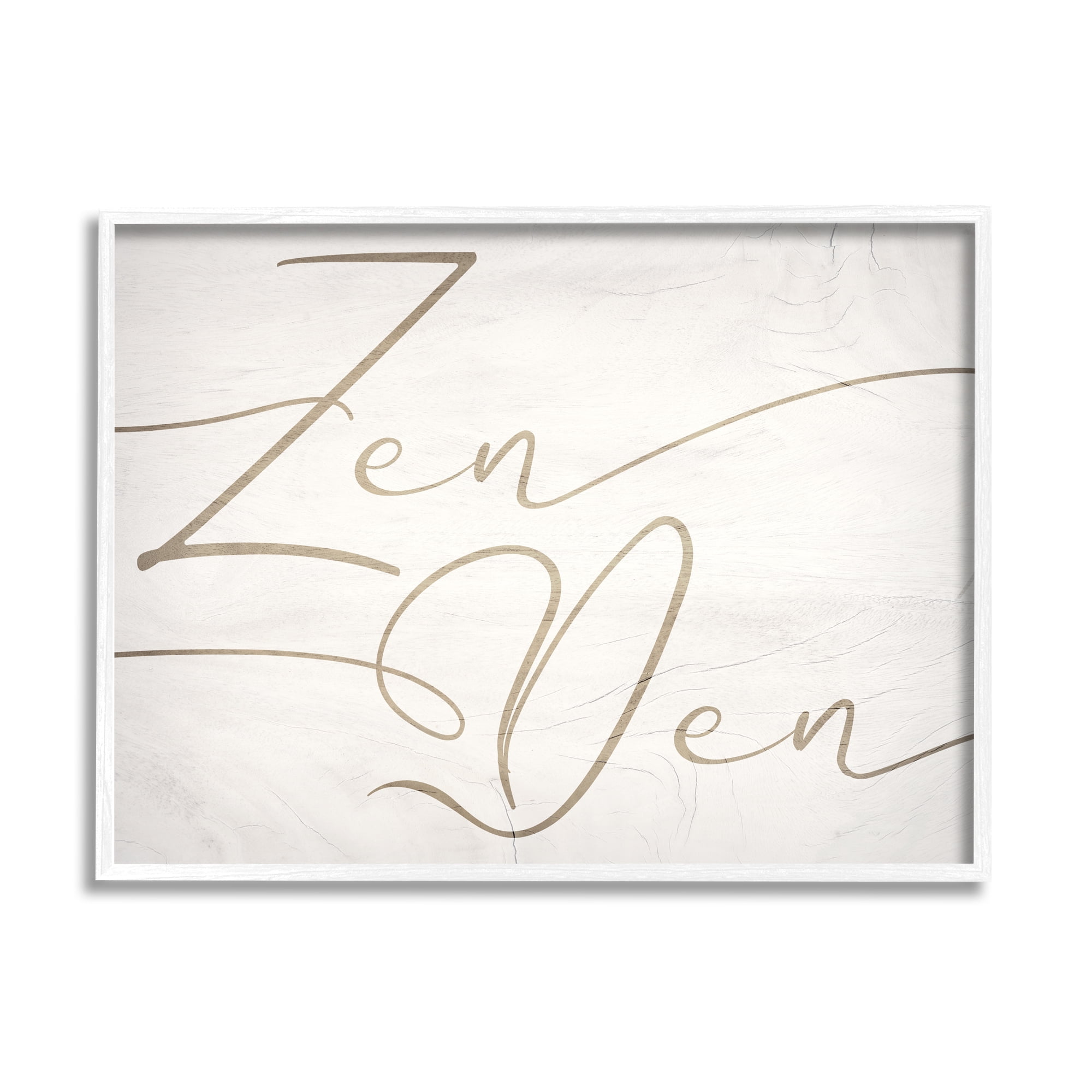 Stupell Industries Relaxing Zen Den Sign Minimal Charming Typography Typography Painting White Framed Art Print Wall Art, 11 x 14