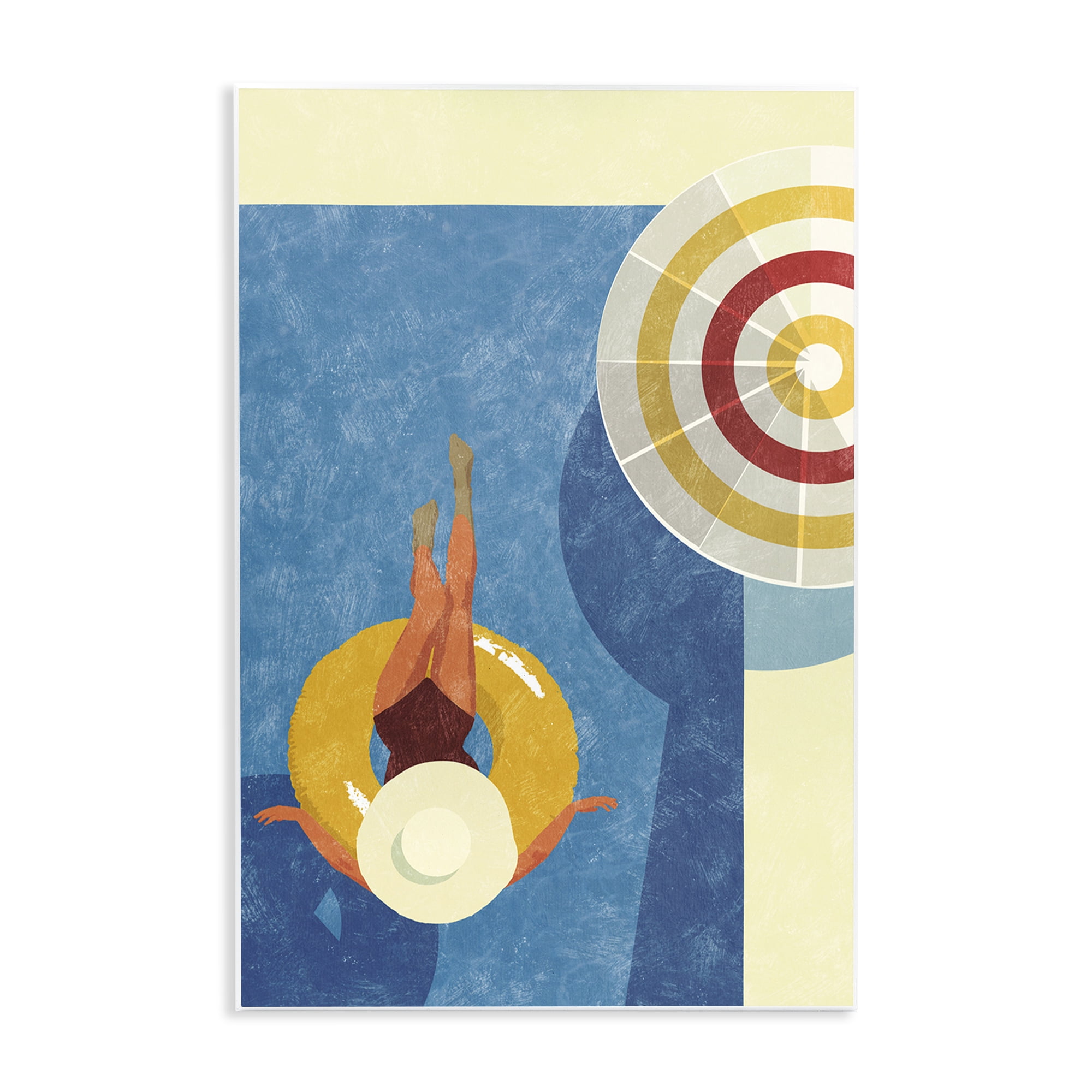 Stupell Industries Relaxing on Pool Float Novelty Painting Unframed Art Print Wall Art, 10 x 15