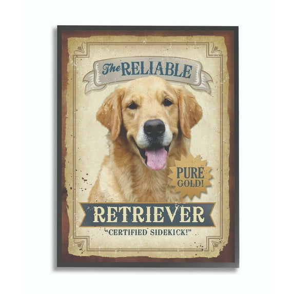 Stupell Industries Reliable Retriever Pet Dog Vintage Poster Design Framed Wall Art by Retrorocket Studio