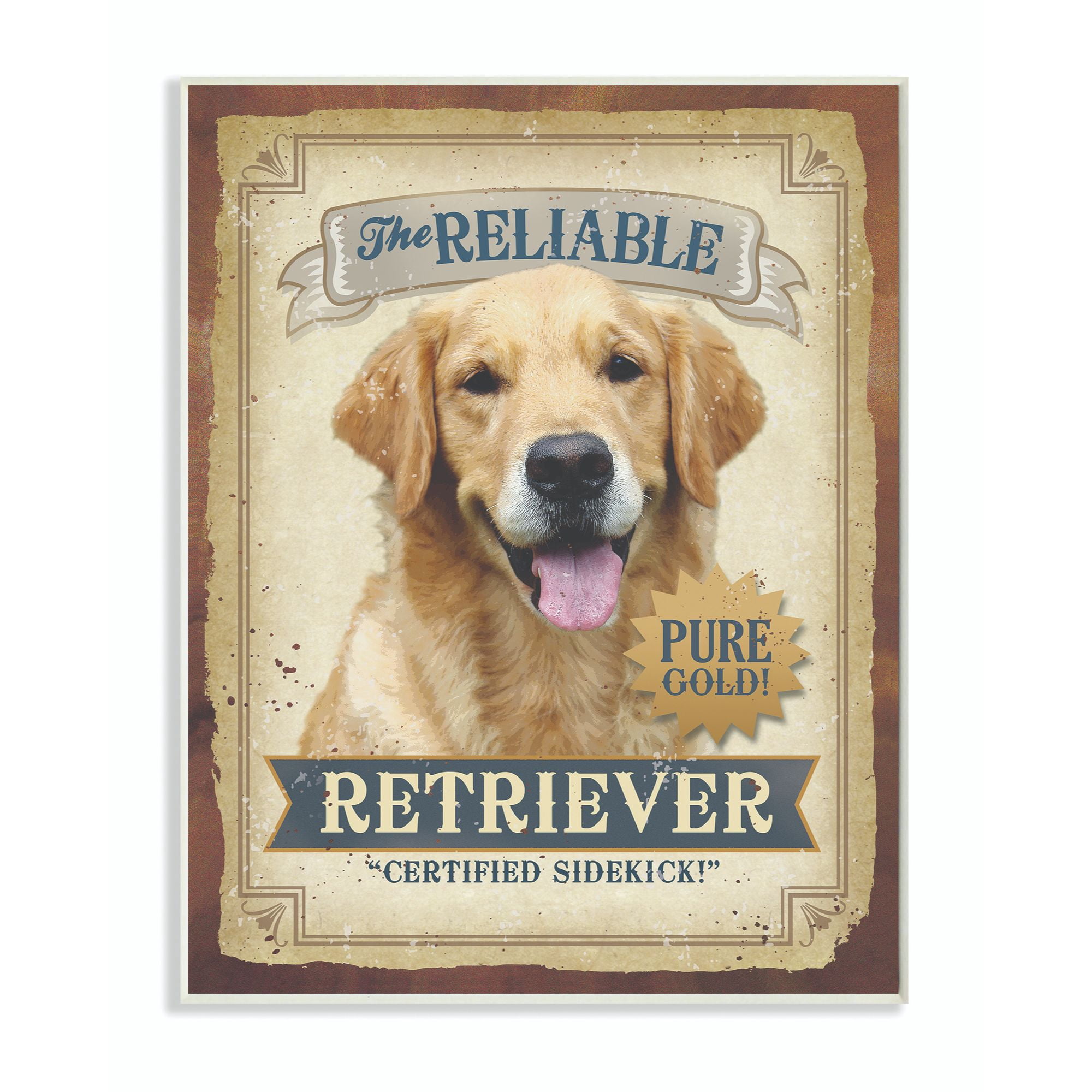 Stupell Industries Reliable Retriever Pet Dog Vintage Poster Design Wall Plaque by Retrorocket Studio