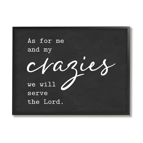Stupell Industries Religious Family Quote Serve The Lord Humorous Phrase Graphic Art Black Framed Art Print Wall Art, Design by Lettered and Lined