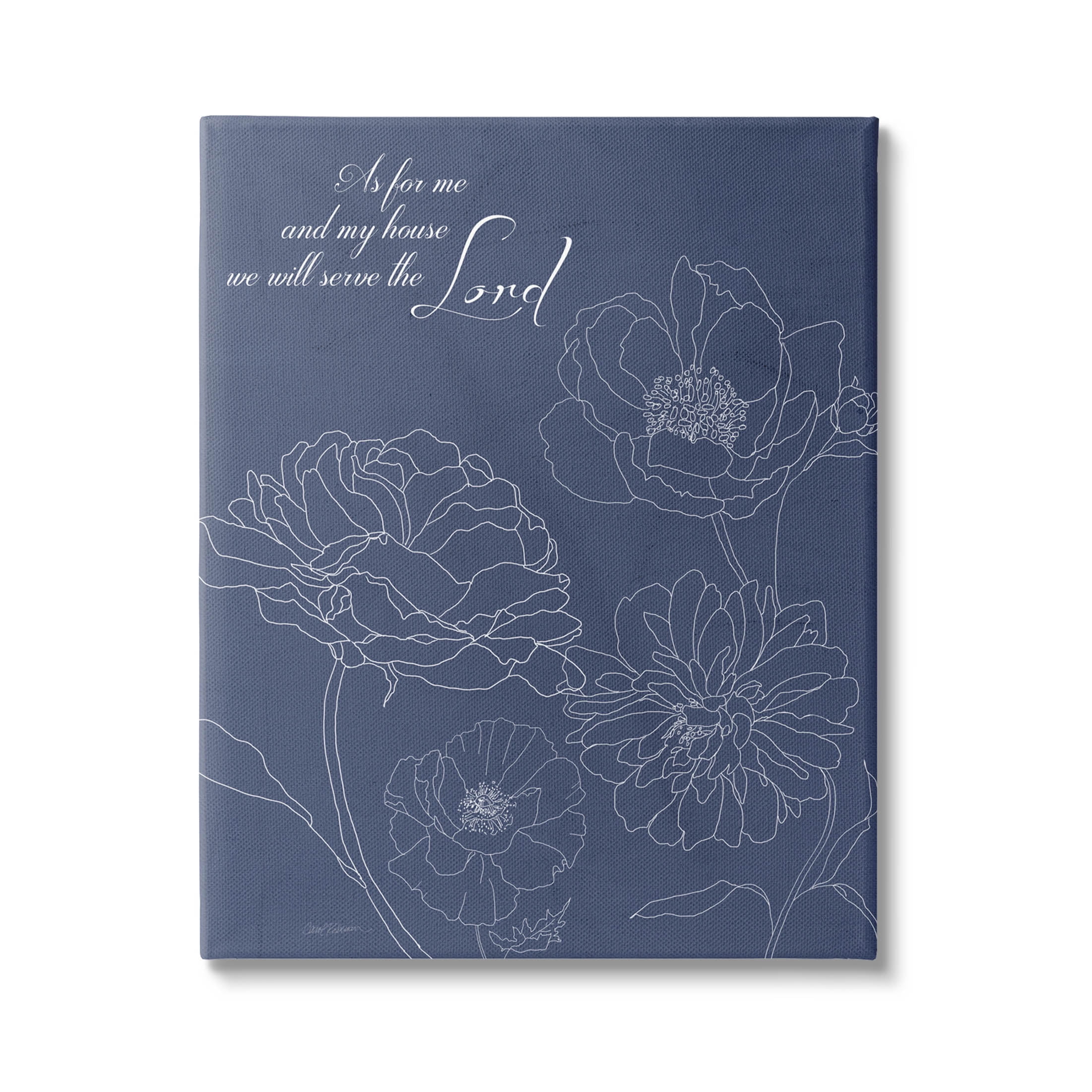 Stupell Industries Religious Floral Outline Phrase Graphic Art Gallery Wrapped Canvas Print Wall Art, Design by Carol Robinson