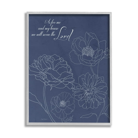 Stupell Industries Religious Floral Outline Phrase Graphic Art Gray Framed Art Print Wall Art, Design by Carol Robinson