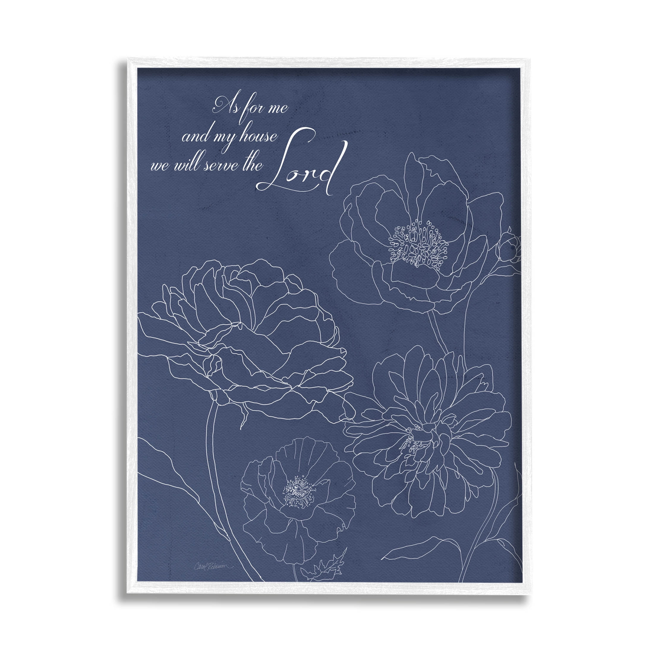 Stupell Industries Religious Floral Outline Phrase Graphic Art White Framed Art Print Wall Art, Design by Carol Robinson