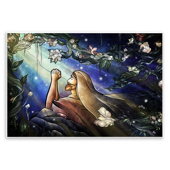 Stupell Industries Religious Gethsemane Prayer Spiritual Painting Unframed Art Print Wall Art, 15 x 10