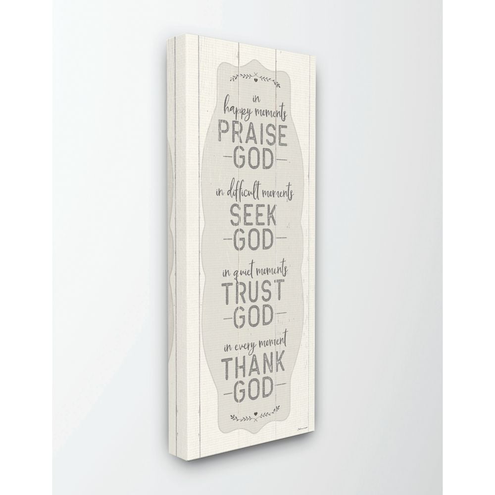 Stupell Industries Religious Happy Moments Inspiration Neutral Grey Word Design Canvas Wall Art by Stephanie Workman Marrott