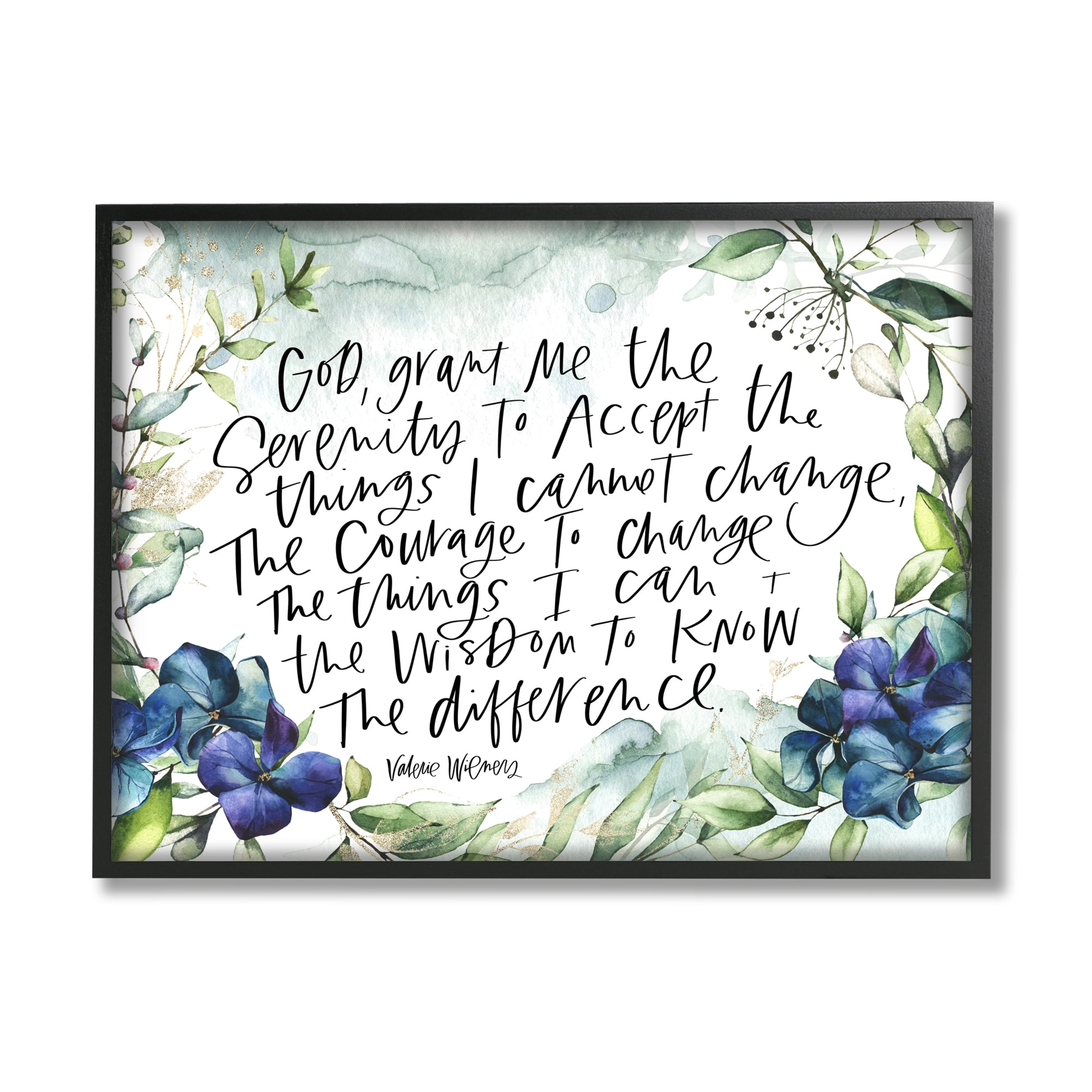 Stupell Industries Religious Perseverance Quote Floral Watercolor Painting Effect Graphic Art Black Framed Art Print Wall Art, Design by Valerie Wieners