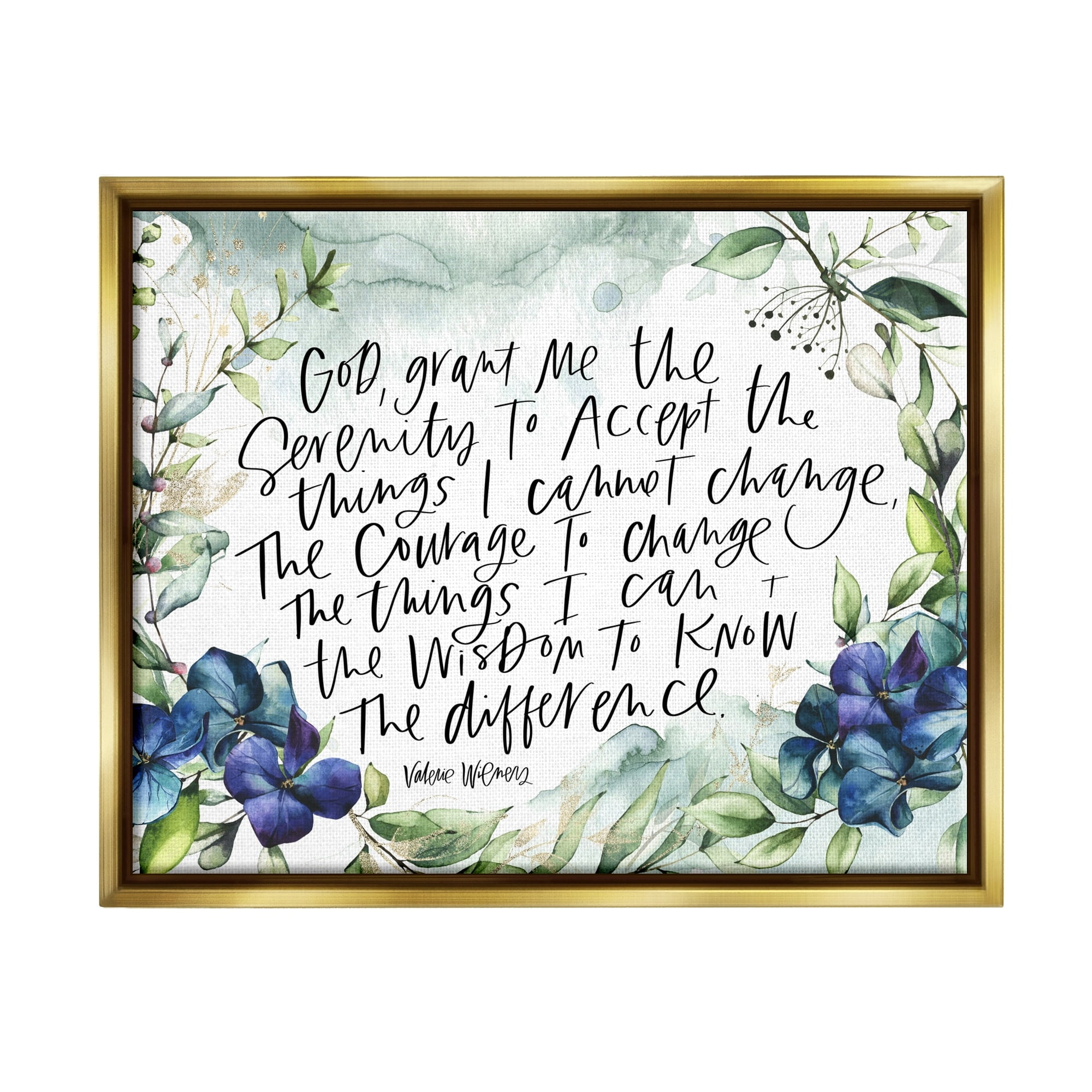 Stupell Industries Religious Perseverance Quote Floral Watercolor Painting Effect Graphic Art Metallic Gold Floating Framed Canvas Print Wall Art, Design by Valerie Wieners