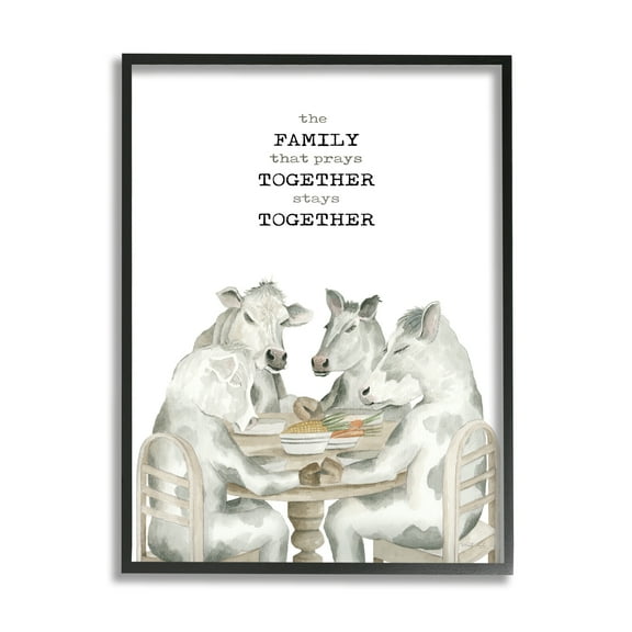 Stupell Industries Religious Praying Cows Animals & Insects Painting Black Framed Art Print Wall Art, 11 x 14