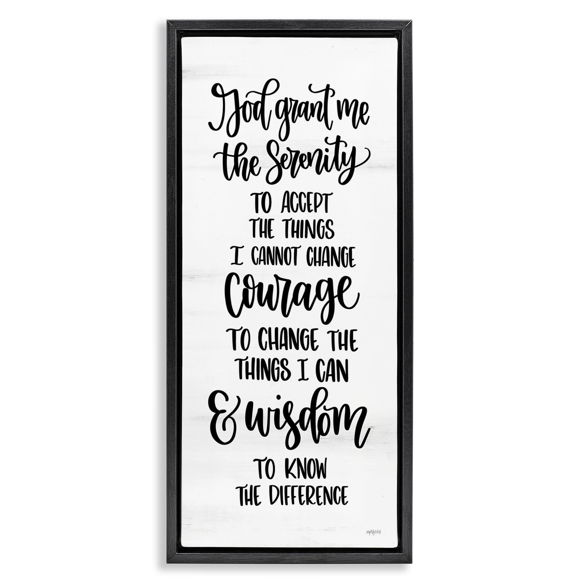 Stupell Industries Religious Serenity Courage & Wisdom Religious Painting Black Floater Framed Canvas Art Print Wall Art, 15 x 31