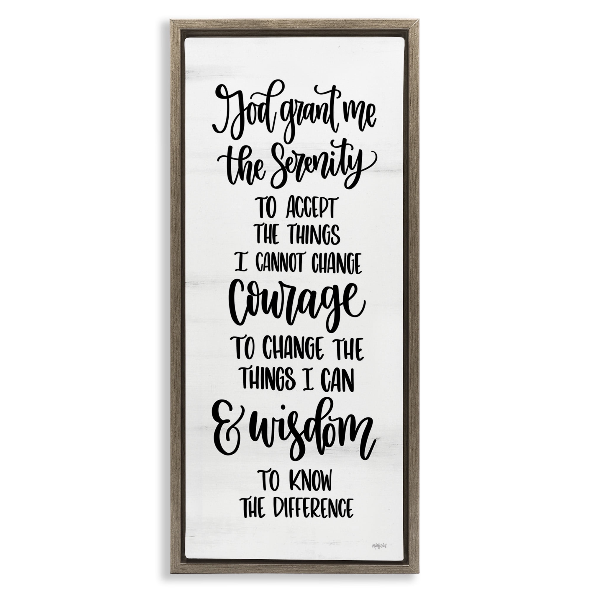 Stupell Industries Religious Serenity Courage & Wisdom Religious Painting Brown Floater Framed Canvas Art Print Wall Art, 15 x 31