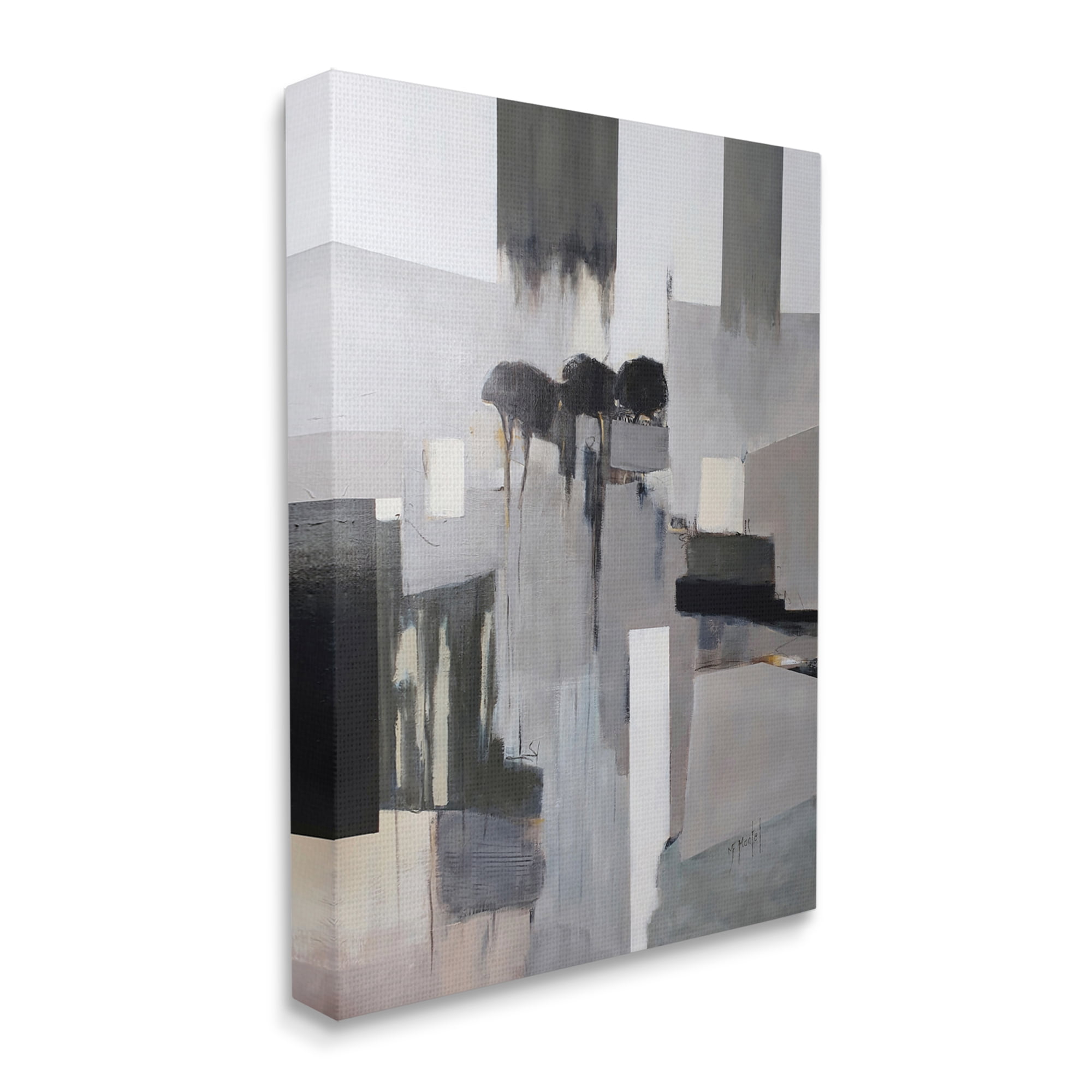 Stupell Industries Remain Standing Montel Abstract Shapes Grey Black,16 x 20,Designed by Fanou Montel