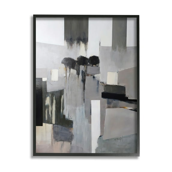 Stupell Industries Remain Standing Montel Abstract Shapes Grey Black,16 x 20,Designed by Fanou Montel