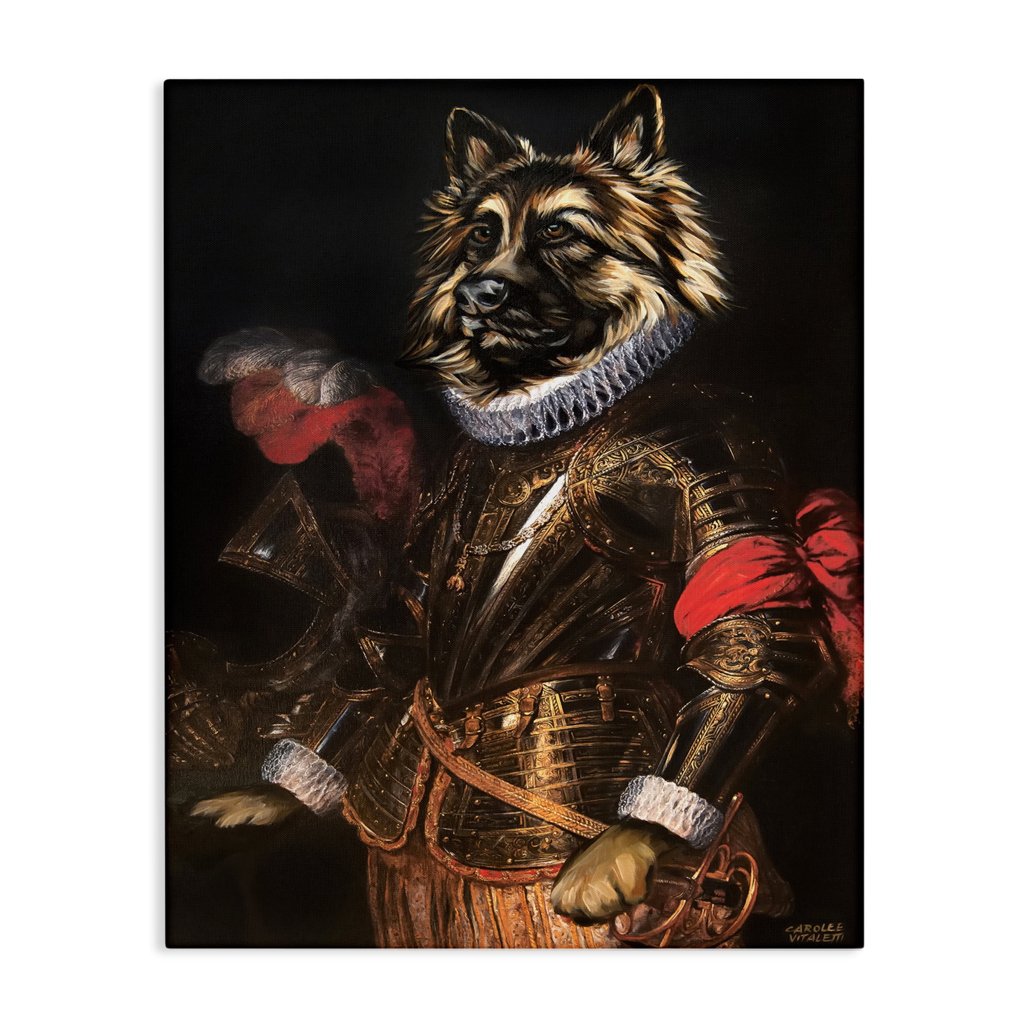 Stupell Industries Renaissance Dog Portrait History & Language Painting Wrapped Canvas Art Print Wall Art, 30 x 40