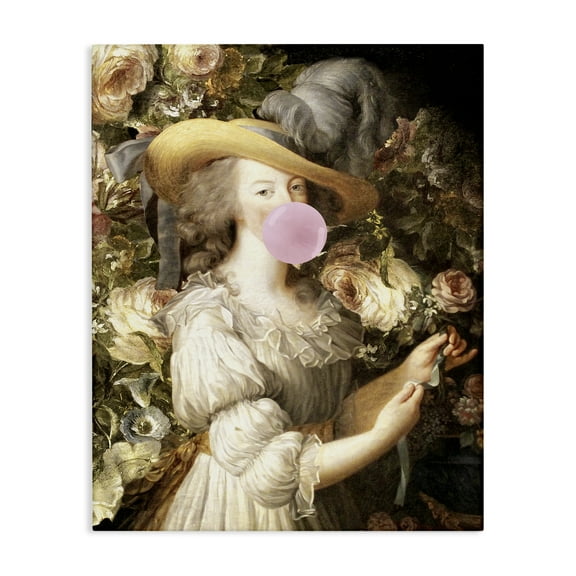 Stupell Industries Renaissance Lady & Gum People Painting Wrapped Canvas Art Print Wall Art, 16 x 20