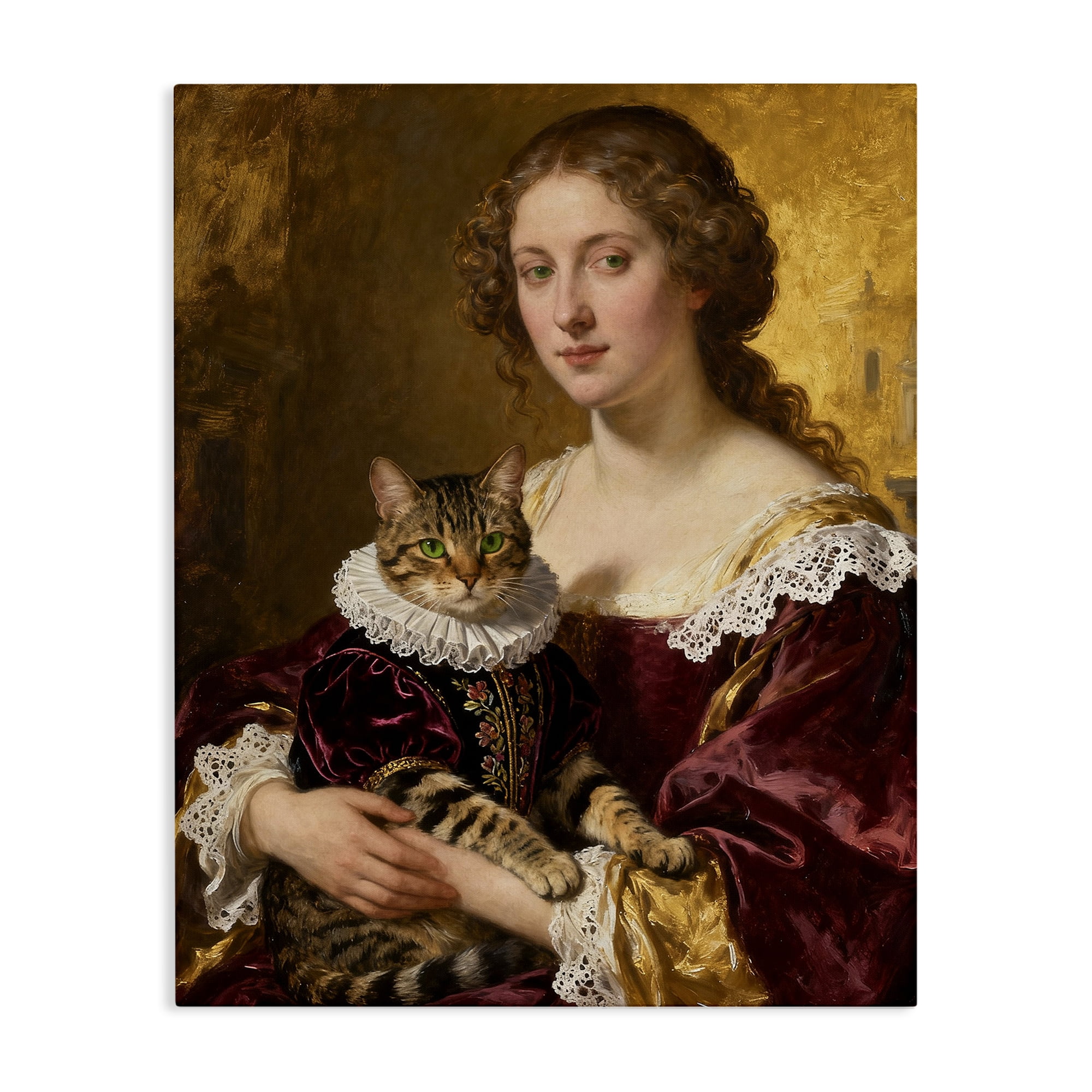 Stupell Industries Renaissance Lady with Regal Cat Canvas Wall Art, design by CAD Designs