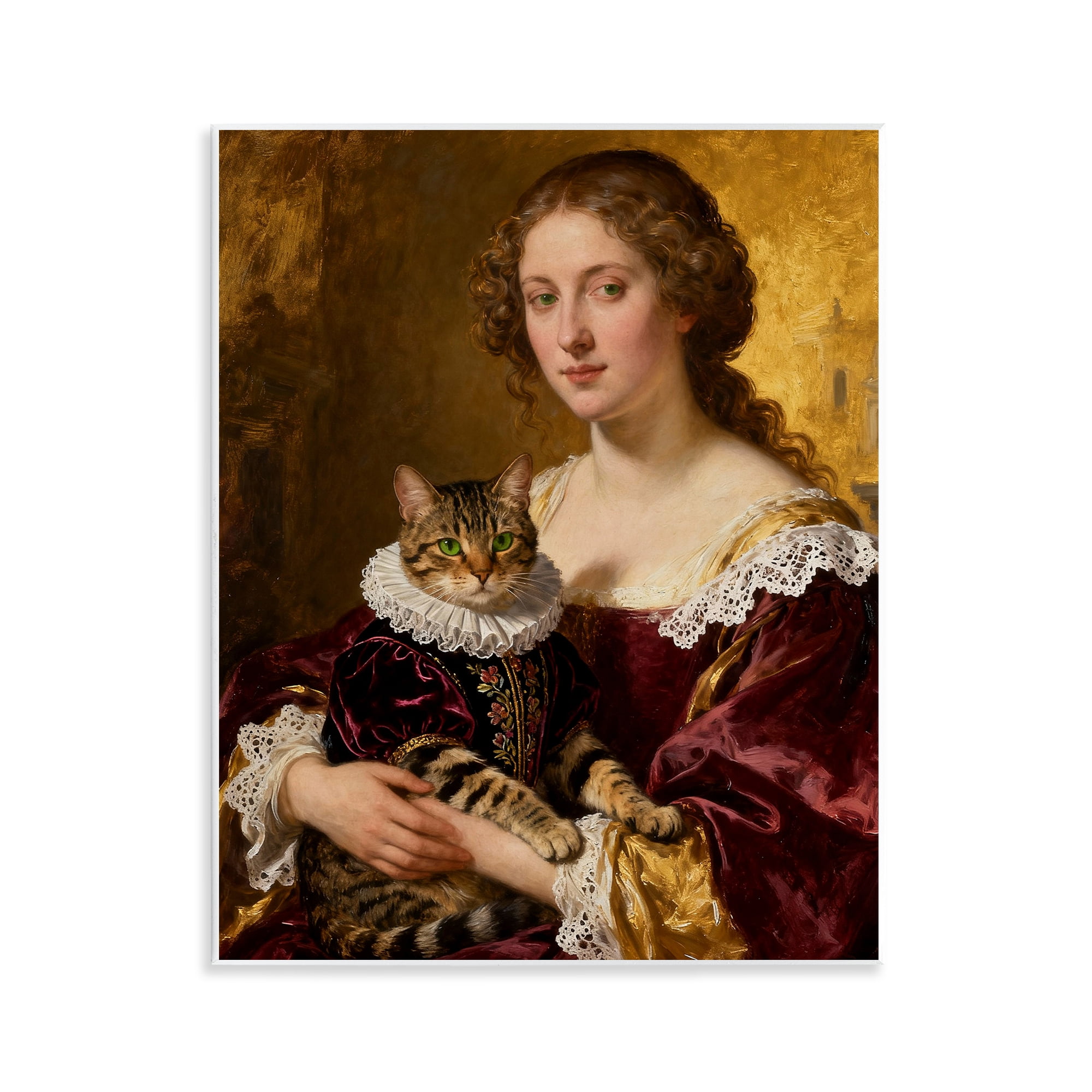 Stupell Industries Renaissance Lady with Regal Cat Wall Plaque Art, design by CAD Designs