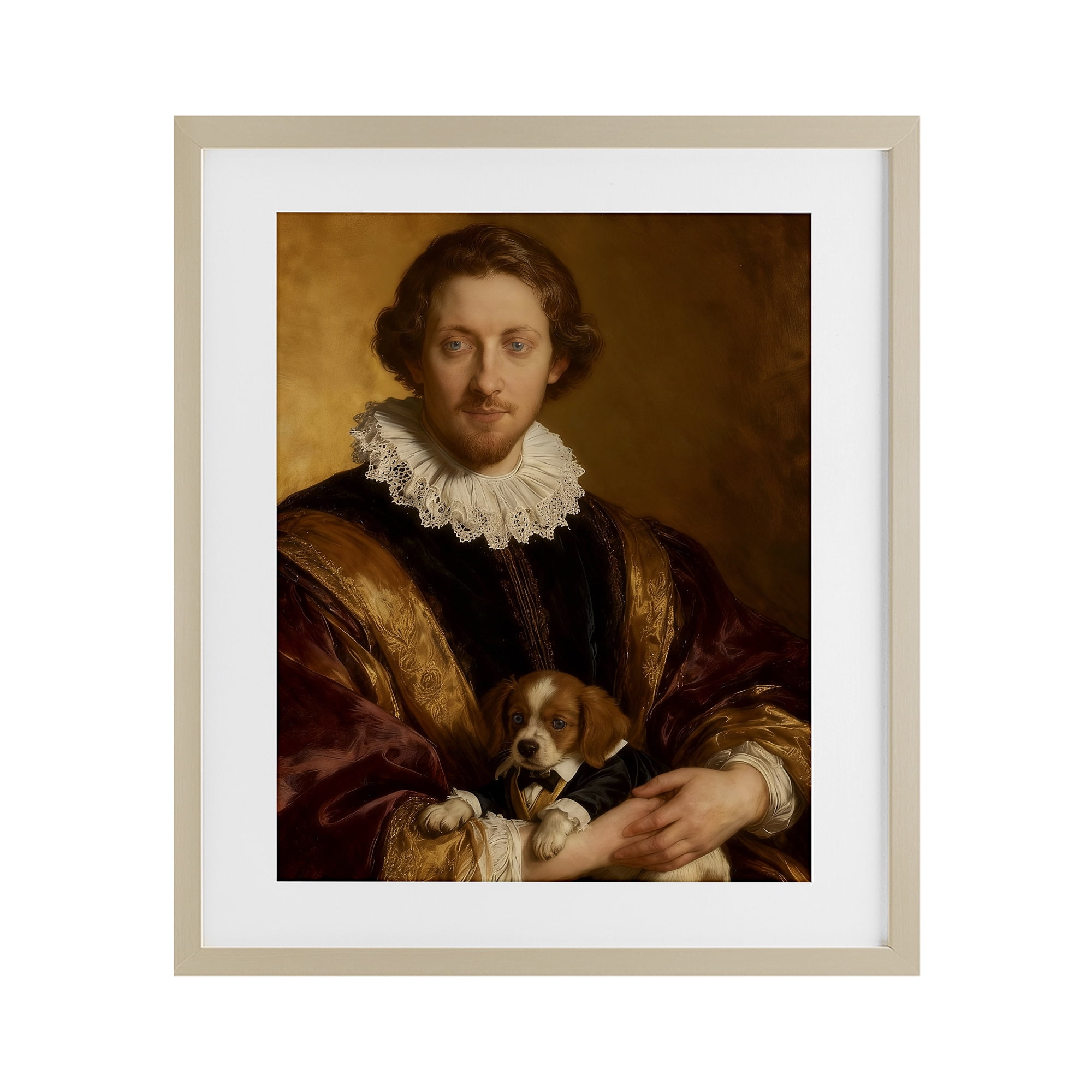 Stupell Industries Renaissance Noble with Loyal Companion Birch Framed Print Under Glass, design by CAD Designs