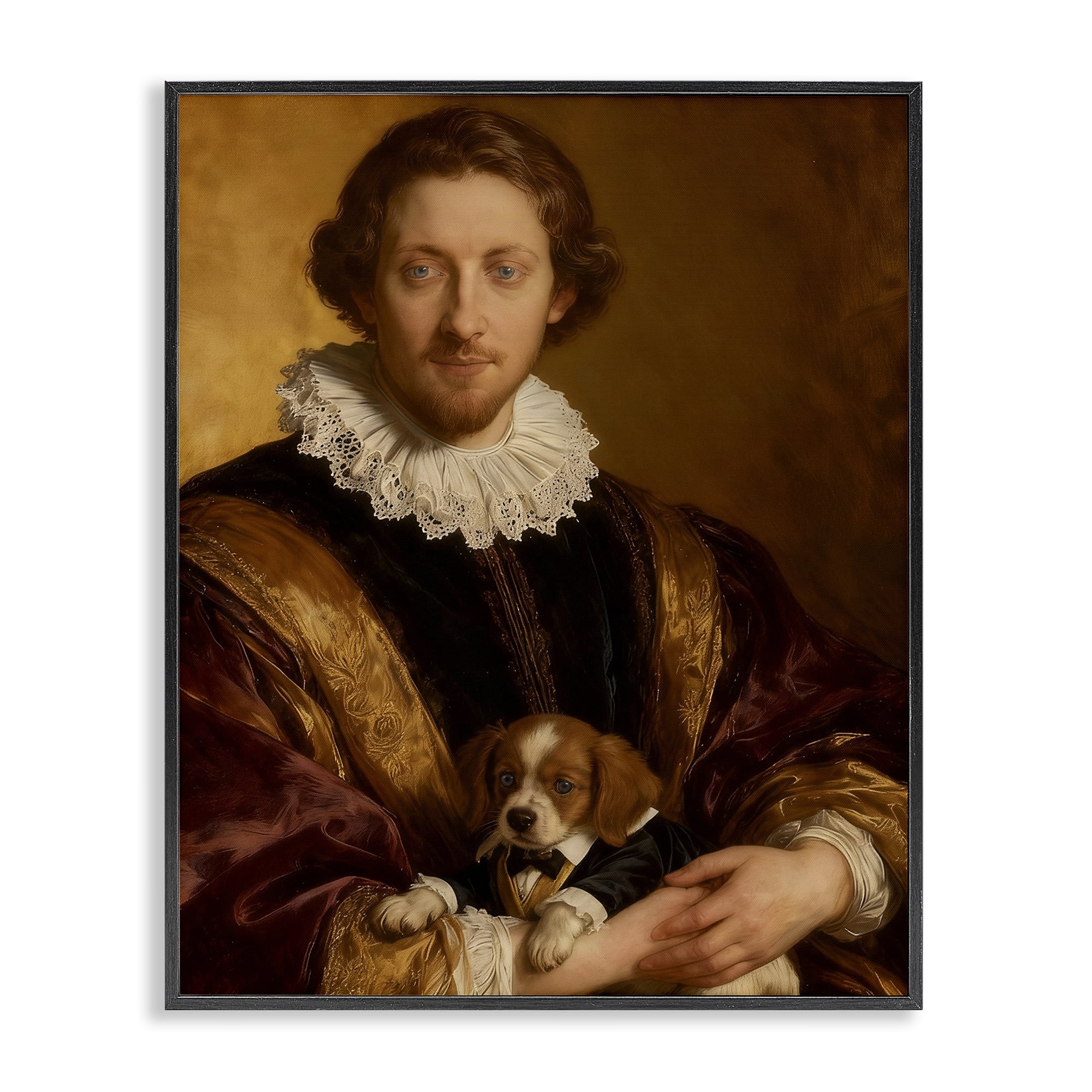 Stupell Industries Renaissance Noble with Loyal Companion Black Framed Giclee Art, design by CAD Designs