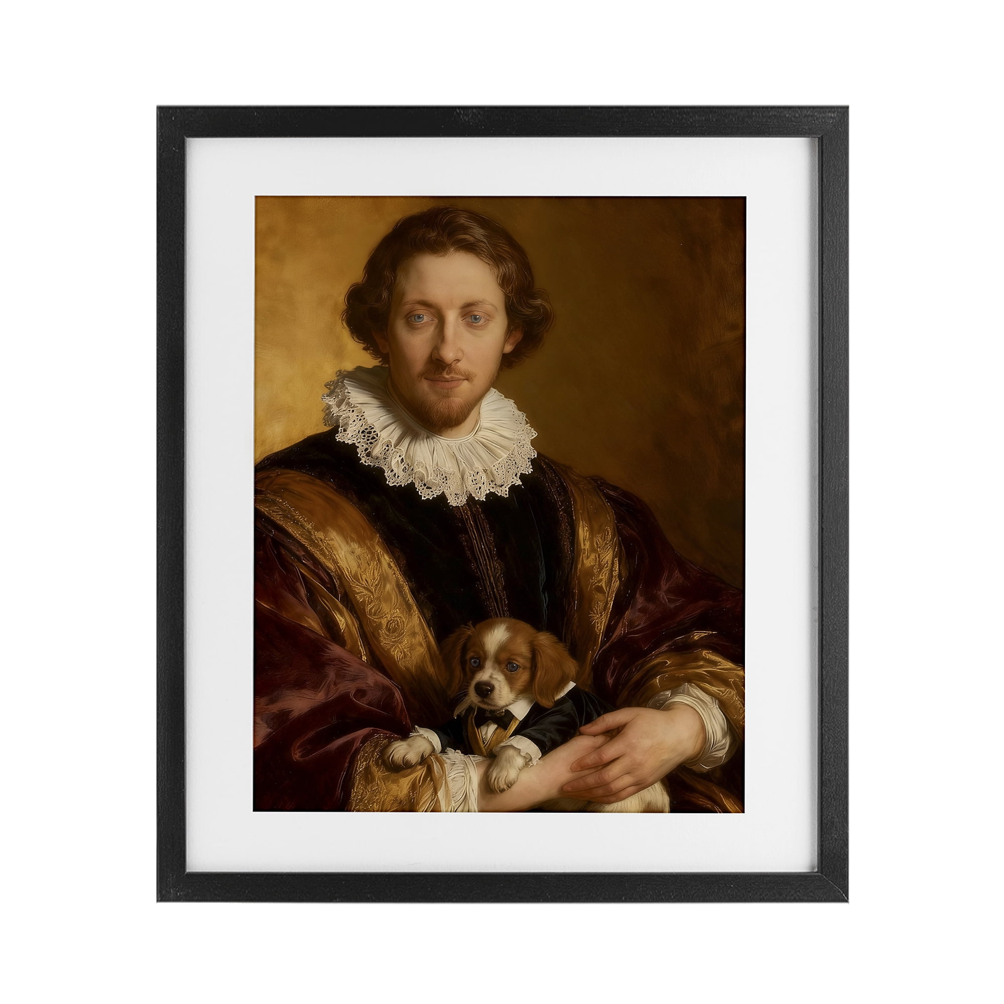 Stupell Industries Renaissance Noble with Loyal Companion Black Framed Print Under Glass, design by CAD Designs