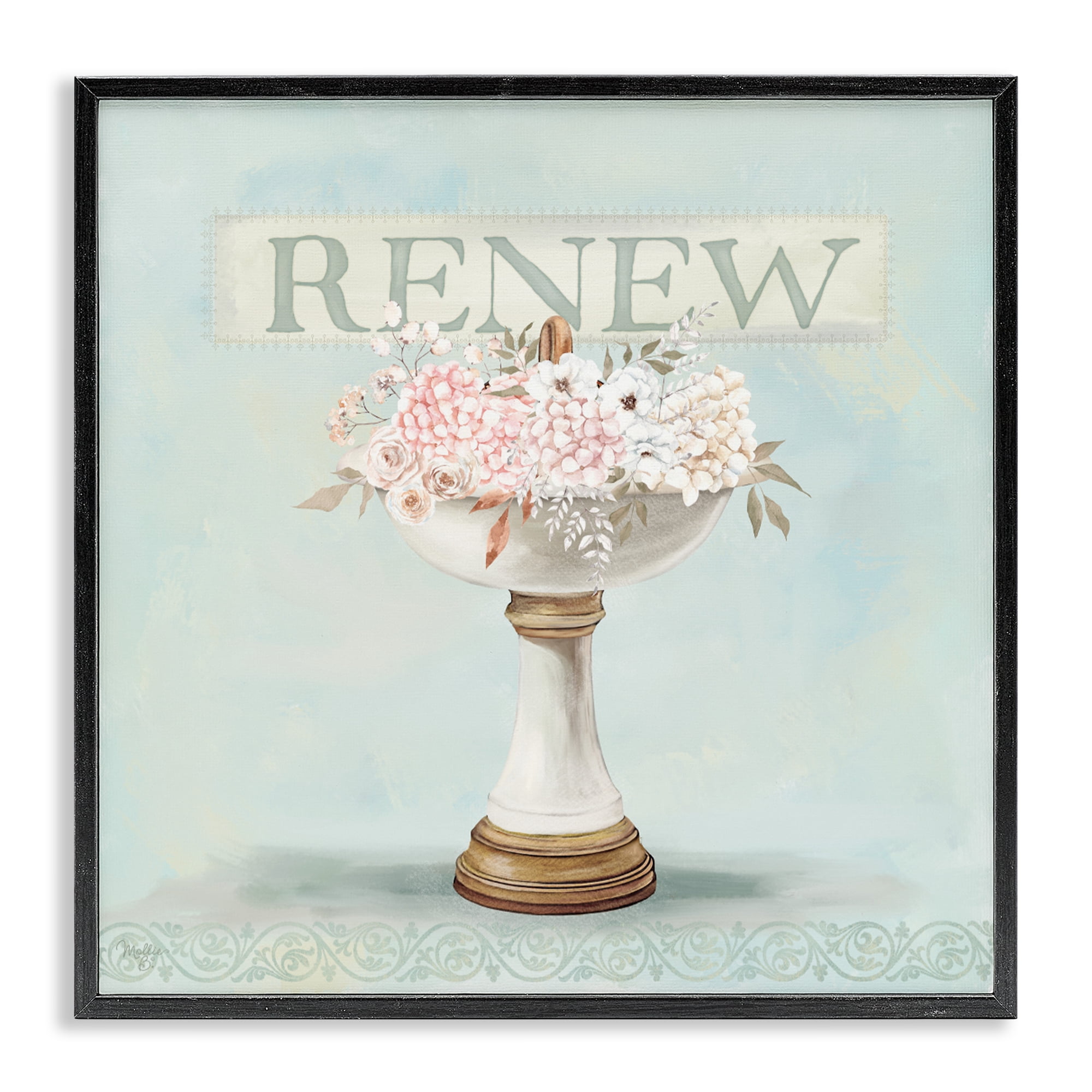 Stupell Industries Renew Floral Sink Black Framed Giclee Art, design by Mollie B.