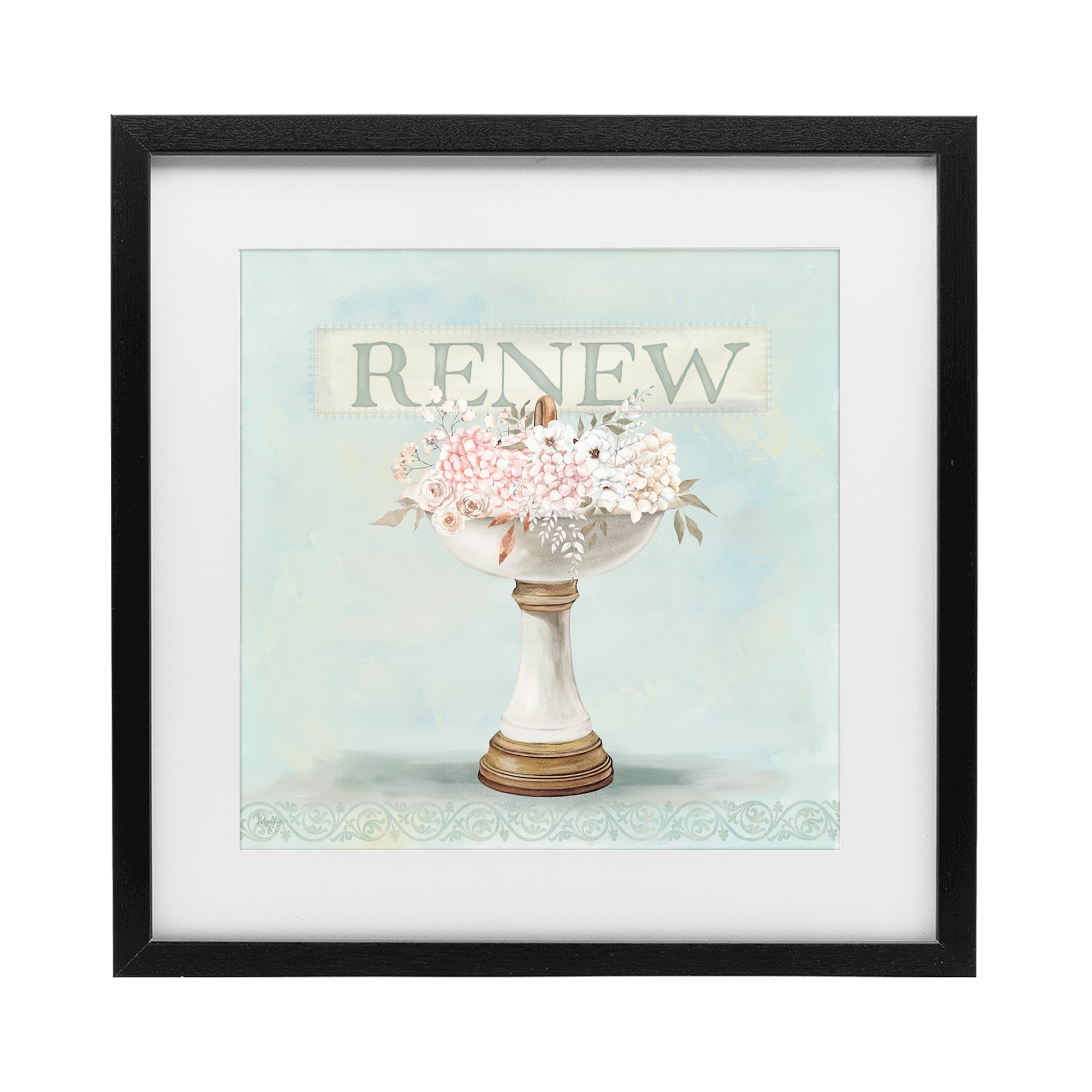 Stupell Industries Renew Floral Sink Black Framed Print Under Glass, design by Mollie B.