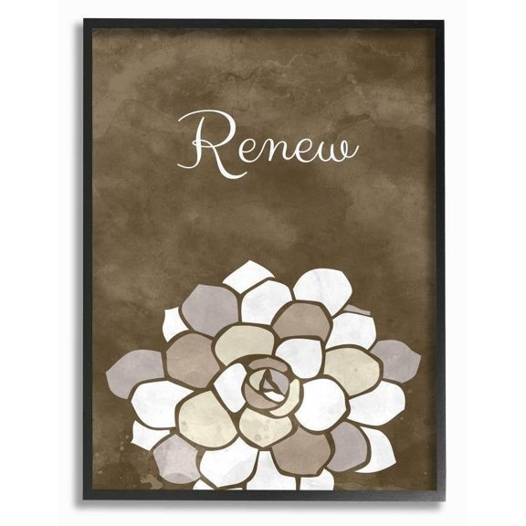 Stupell Industries Renew Mosaic Flower Brown Bathroom Design Framed Wall Art by Ziwei Li