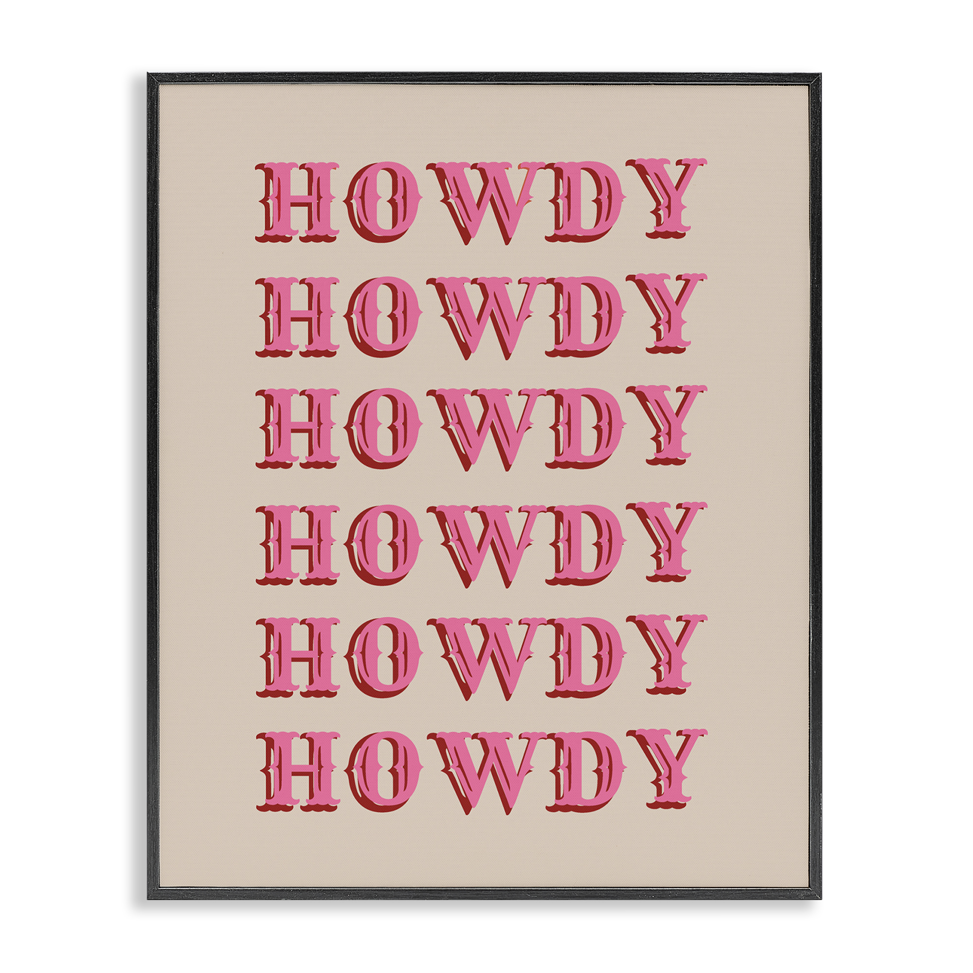 Stupell Industries Repeating Western Howdy Text & Numbers Painting Black Framed Art Print Wall Art, 11 x 14
