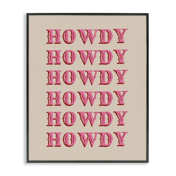 Stupell Industries Repeating Western Howdy Text & Numbers Painting Black Framed Art Print Wall Art, 11 x 14
