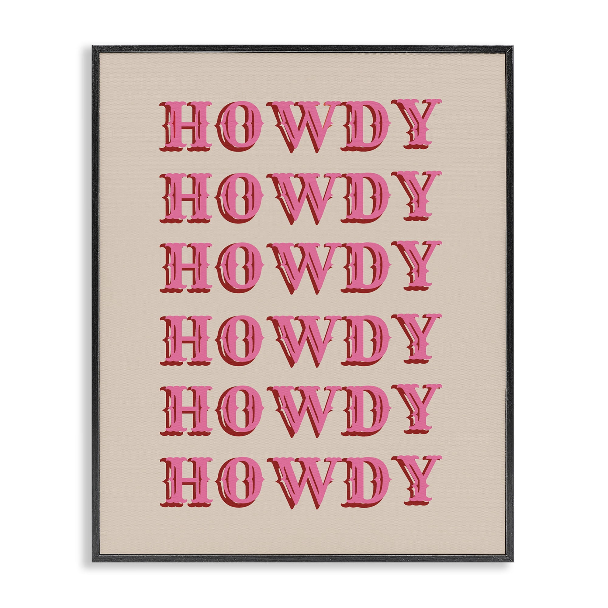 Stupell Industries Repeating Western Howdy Text & Numbers Painting Black Framed Art Print Wall Art, 24 x 30