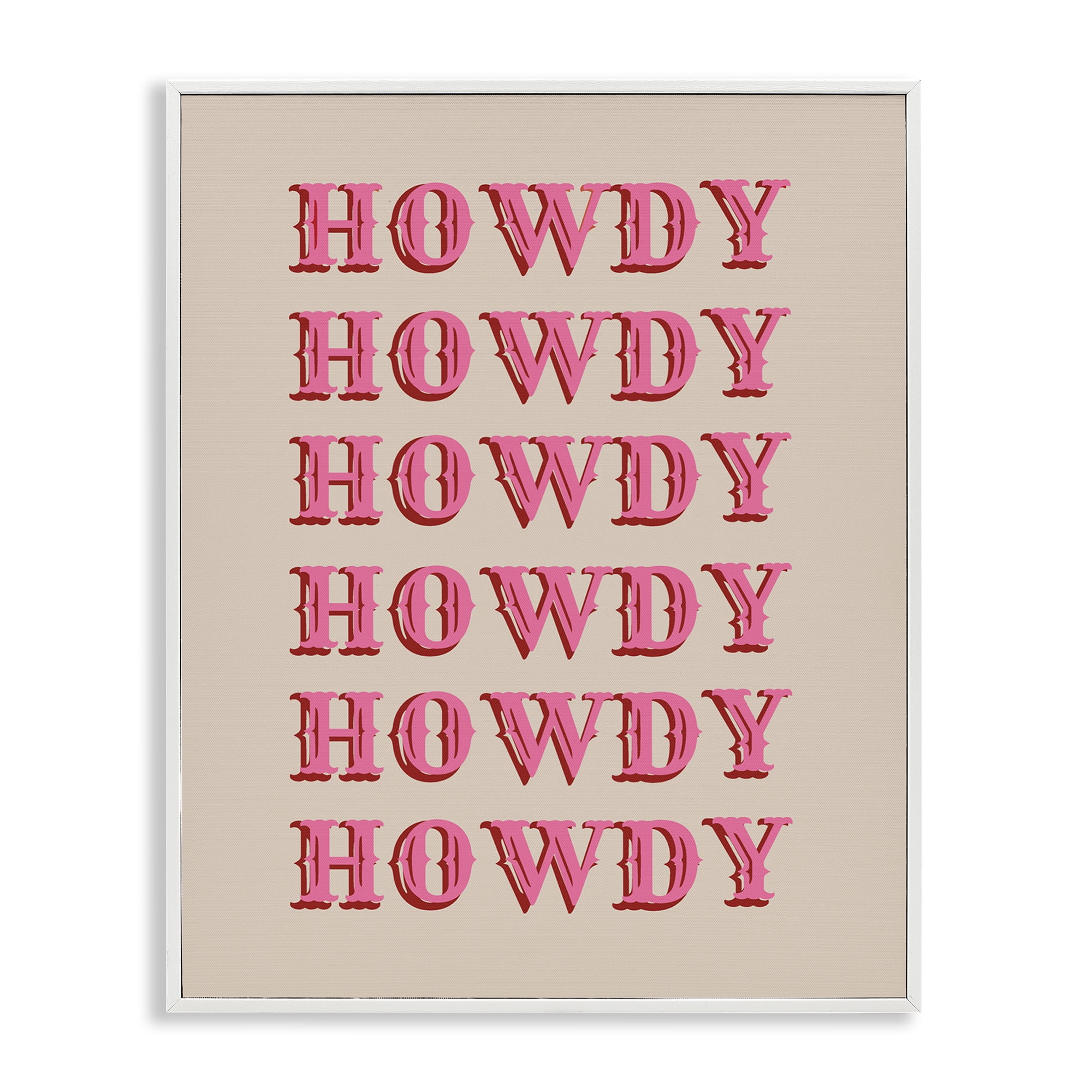 Stupell Industries Repeating Western Howdy Text & Numbers Painting White Framed Art Print Wall Art, 11 x 14