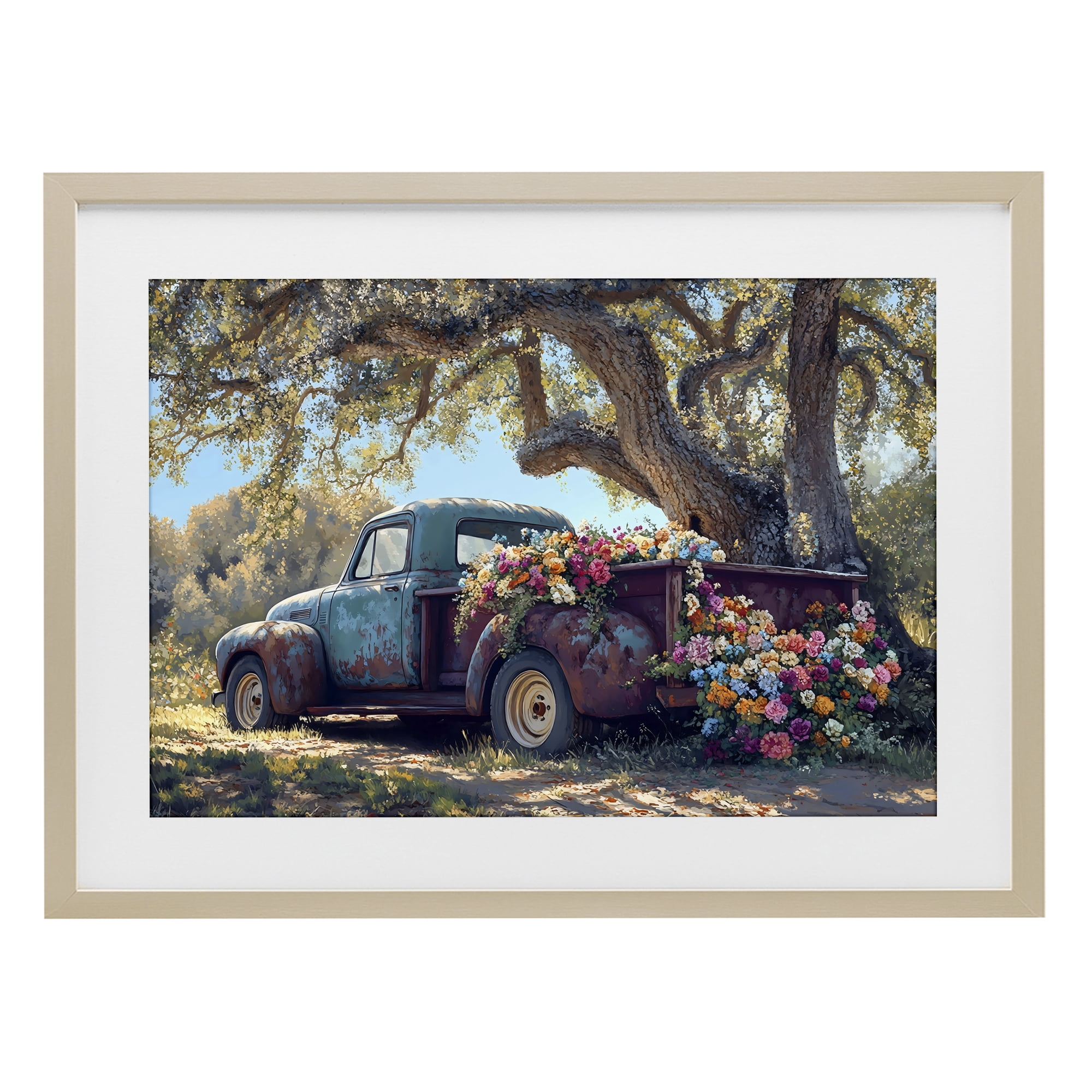Stupell Industries Repurposed Truck Filled with Flowers Birch Framed Print Under Glass, design by Franklyn Gregory