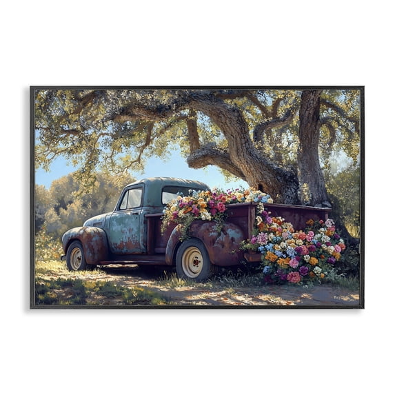 Stupell Industries Farmhouse Repurposed Truck Filled with Flowers Black Framed Giclee Art, 18 x 12, by Franklyn Gregory