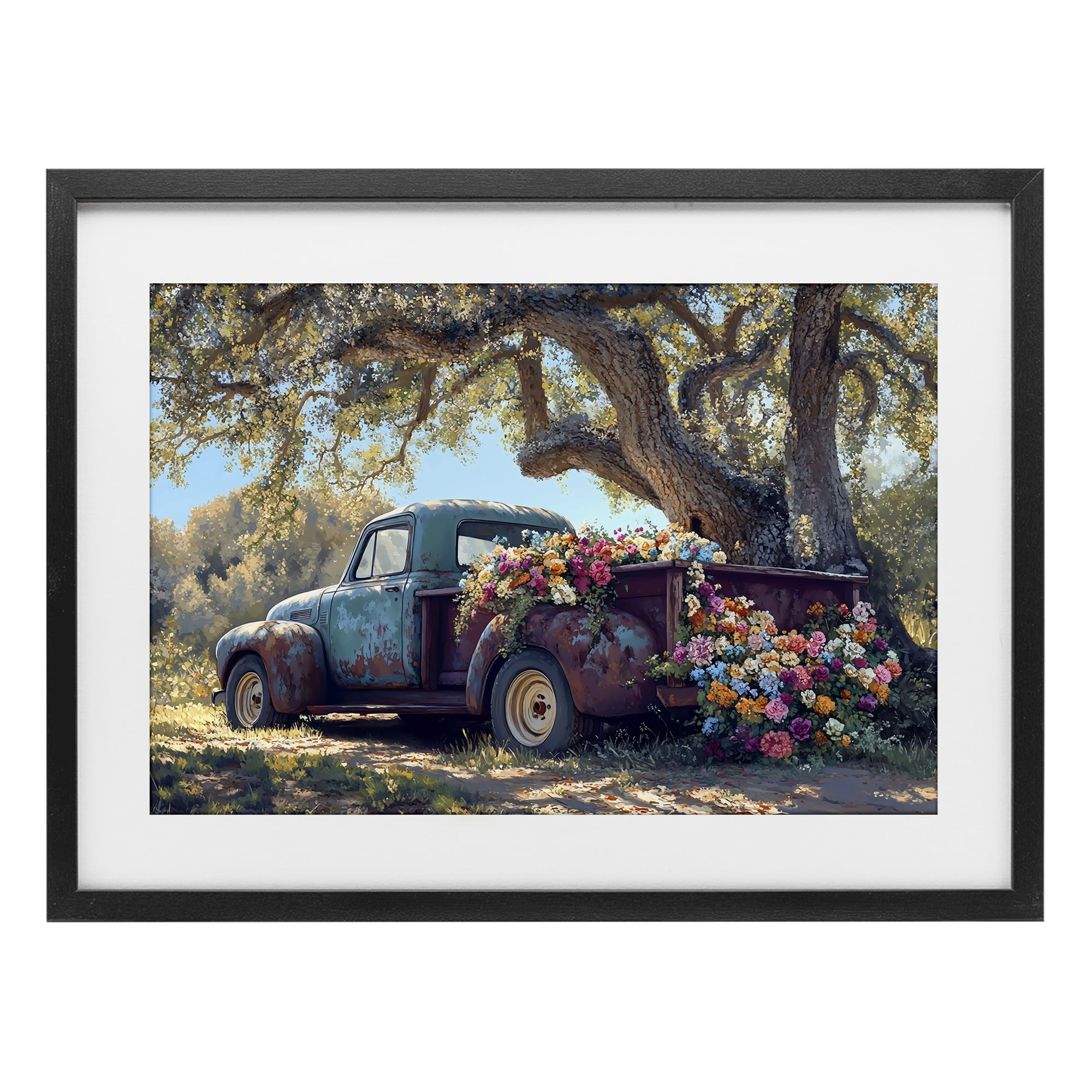 Stupell Industries Repurposed Truck Filled with Flowers Black Framed Print Under Glass, design by Franklyn Gregory