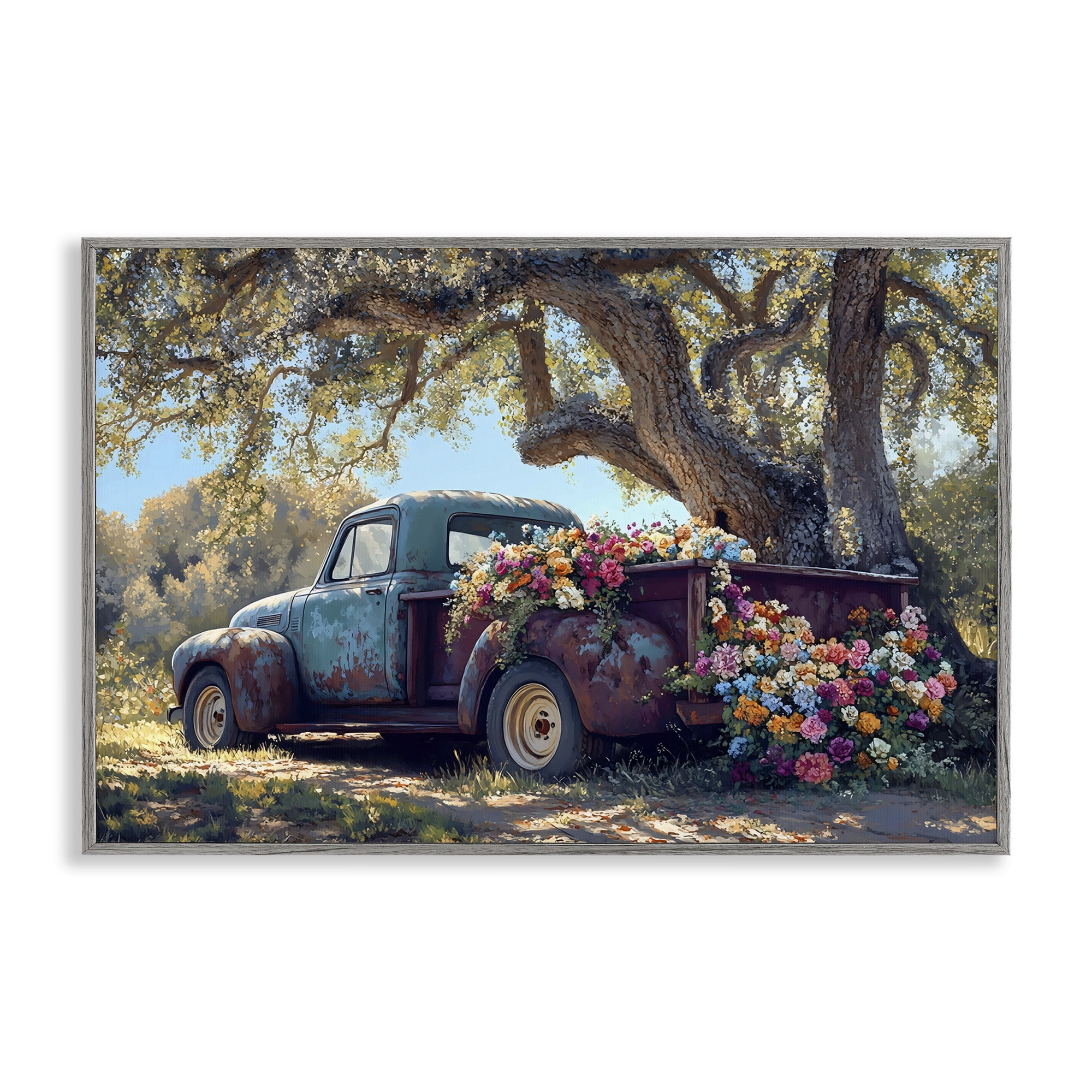 Stupell Industries Repurposed Truck Filled with Flowers Gray Framed Giclee Art, design by Franklyn Gregory