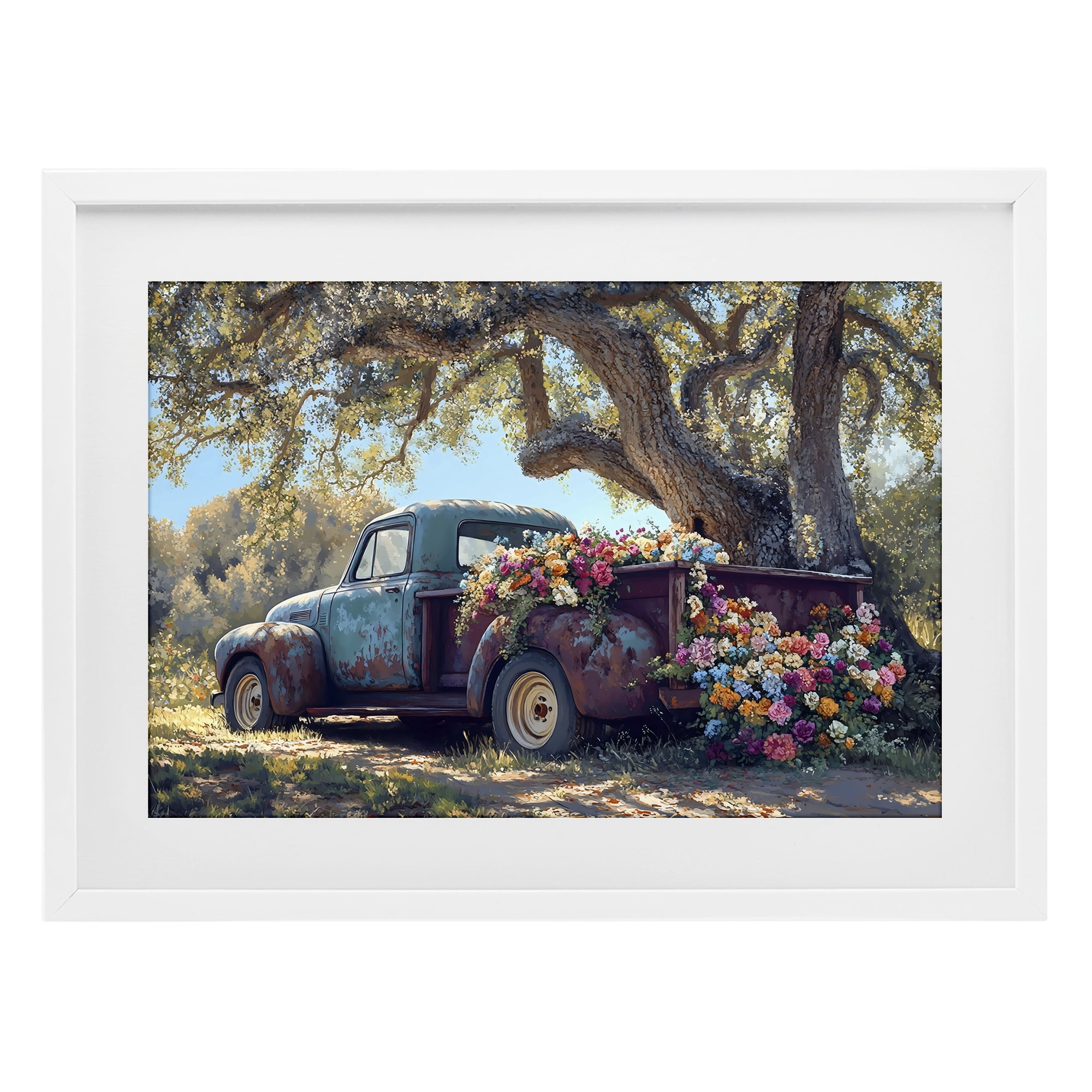 Stupell Industries Repurposed Truck Filled with Flowers White Framed Print Under Glass, design by Franklyn Gregory