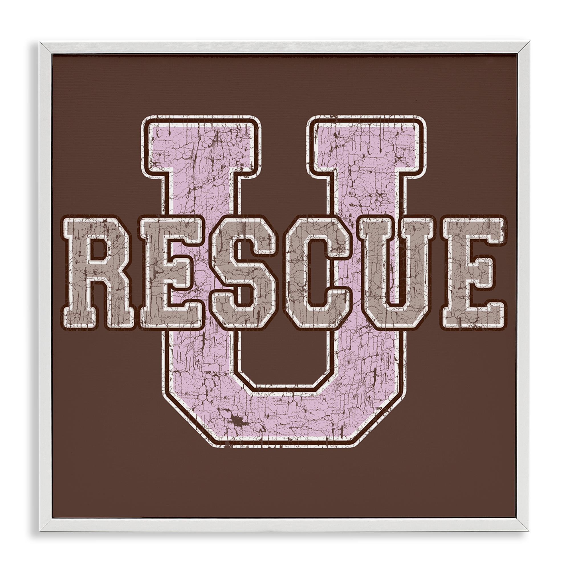 Stupell Industries Rescue U Vintage College Animals Painting White Framed Art Print Wall Art, 17 x 17