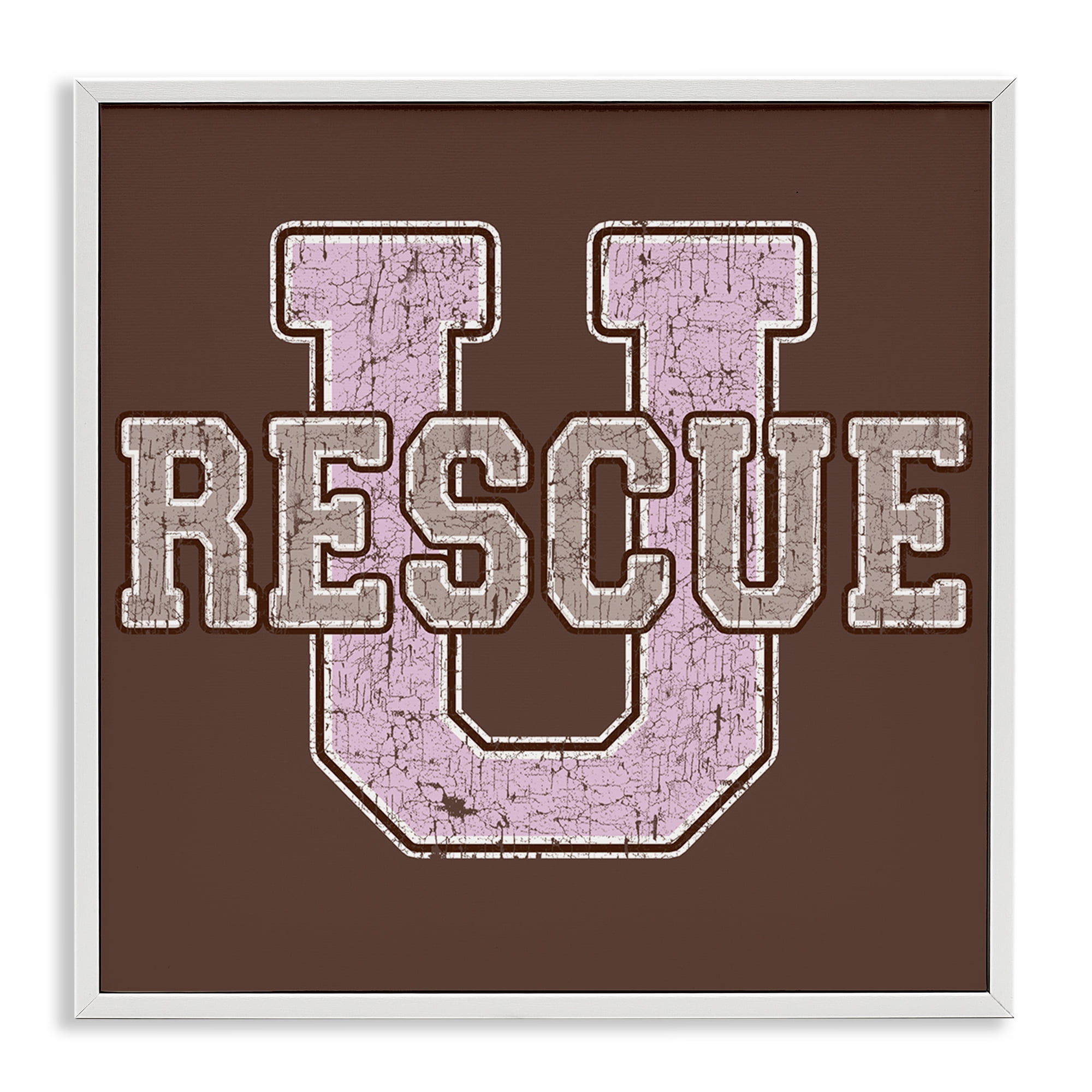 Stupell Industries Rescue U Vintage College Animals Painting White Framed Art Print Wall Art, 24 x 24