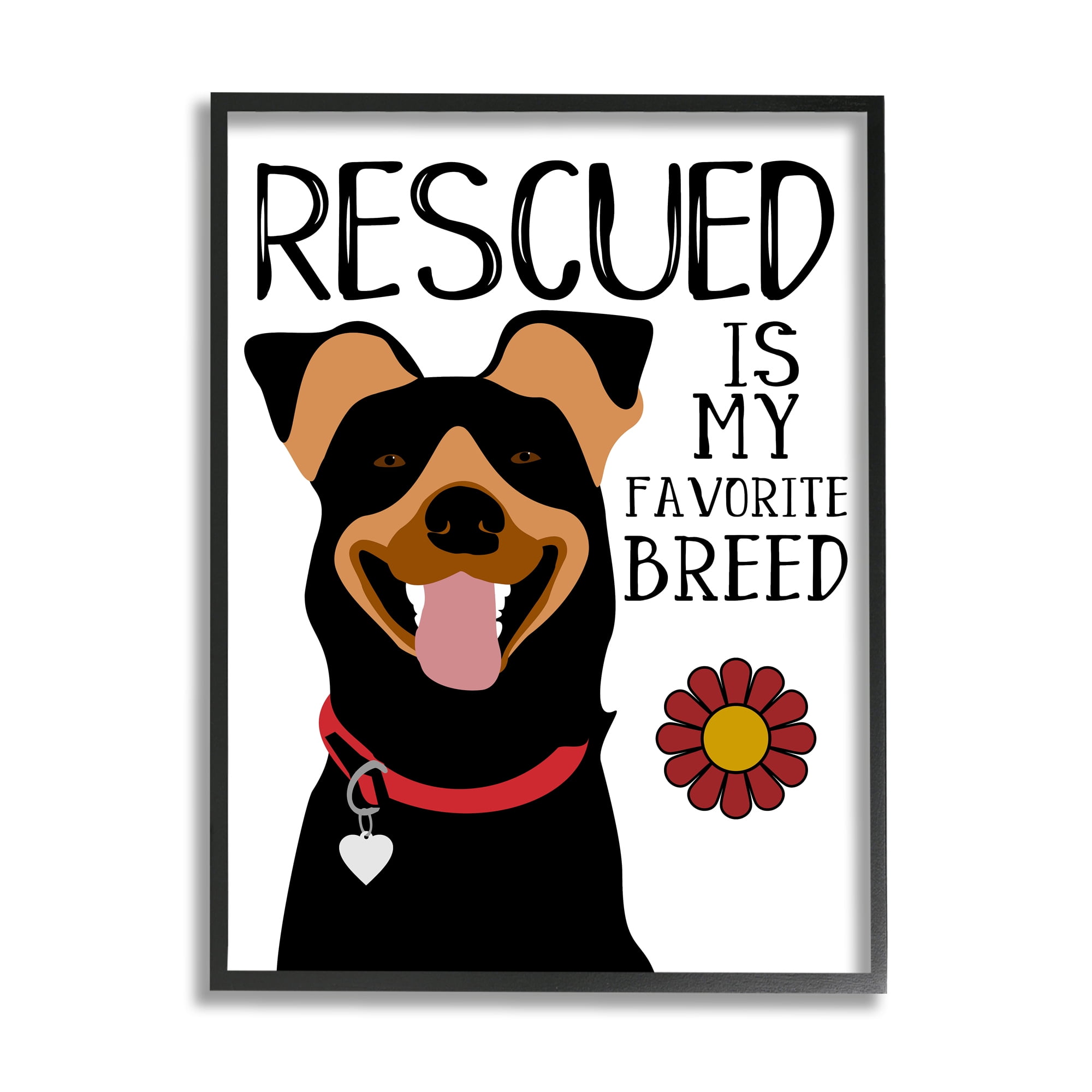 Stupell Industries Rescued is My Favorite Breed Doberman Pet Dog, 11 x 14, Designed by Ginger Oliphant