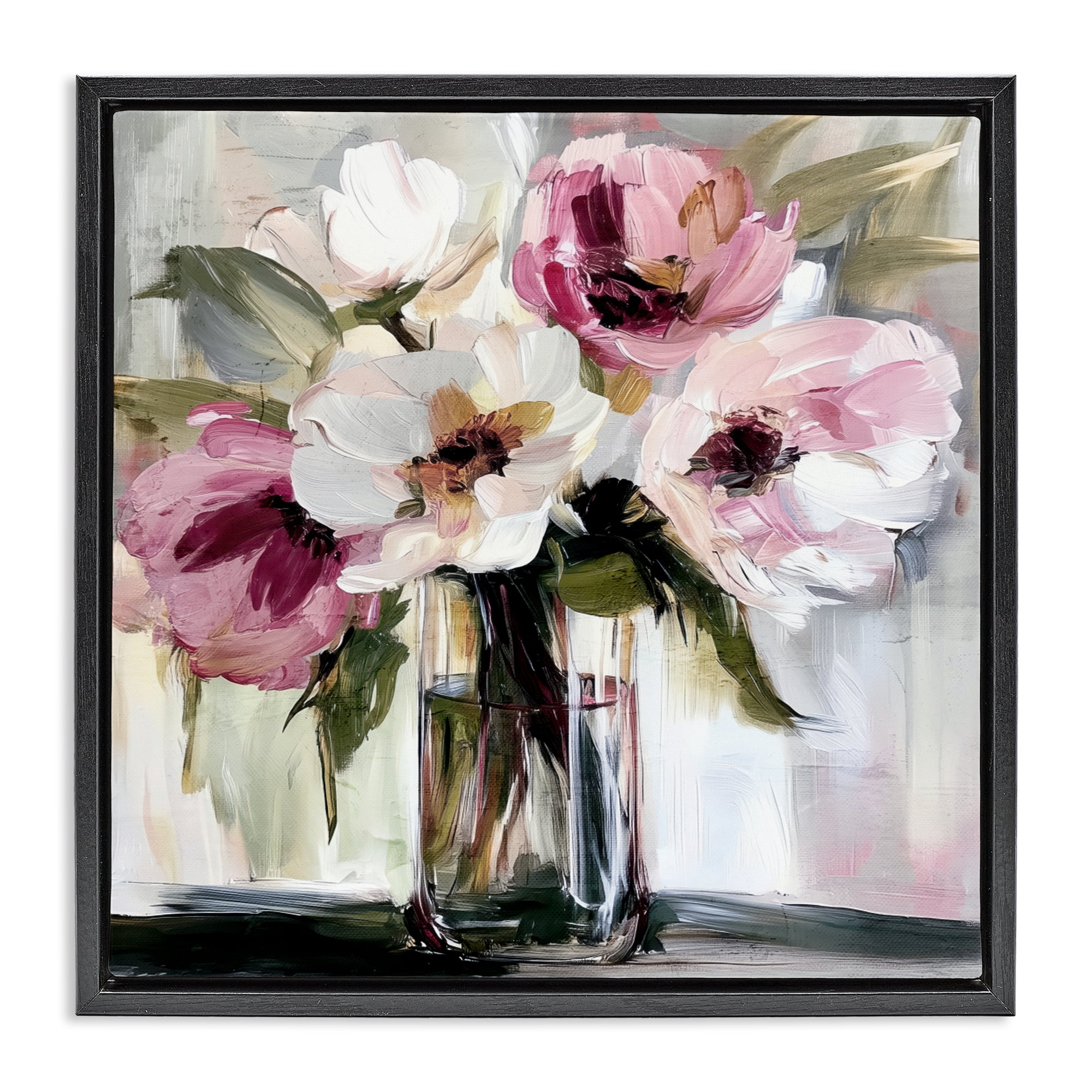Stupell Industries Resonance Flower Vase Black Framed Floater Canvas Wall Art, design by Annabelle Hall