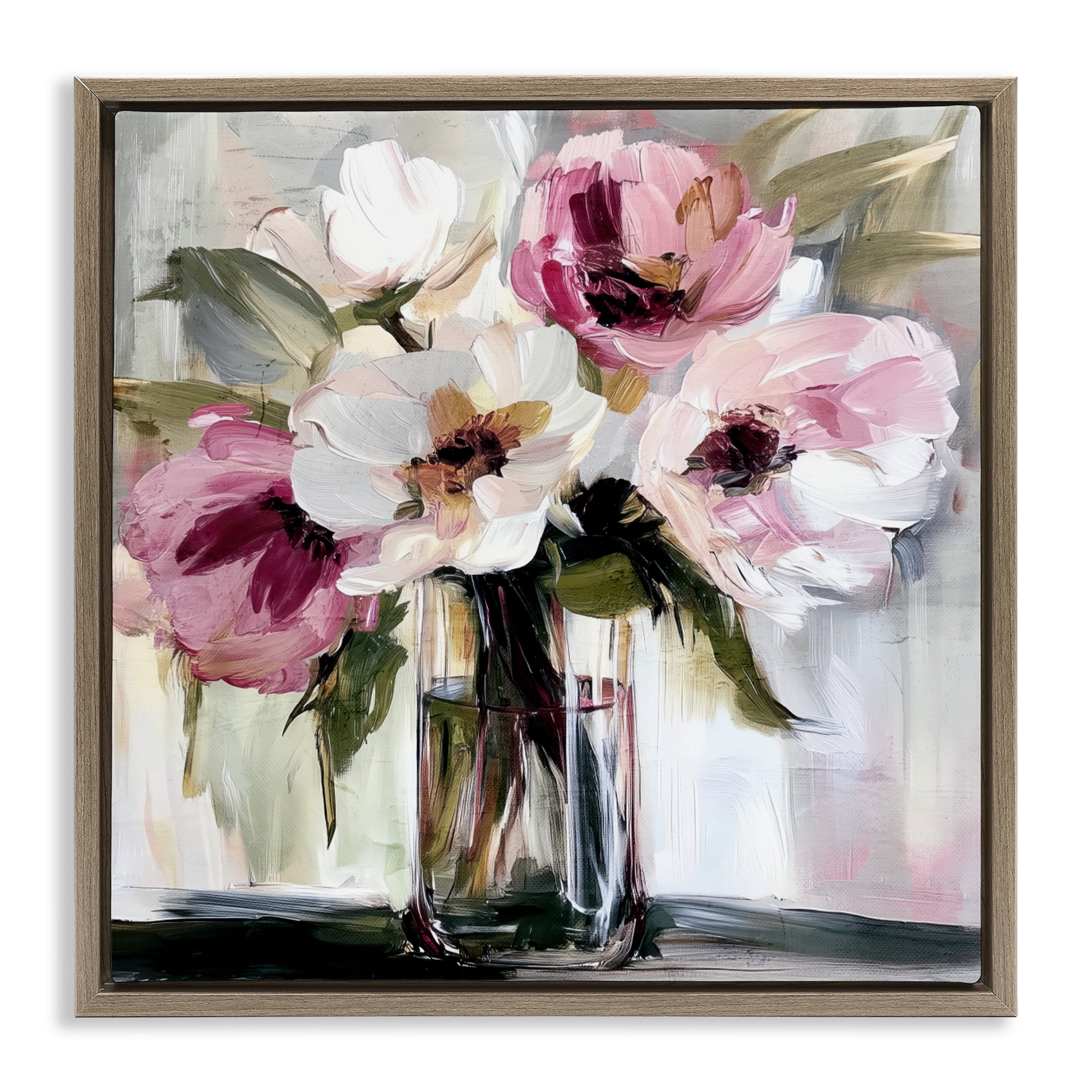 Stupell Industries Resonance Flower Vase Brown Framed Floater Canvas Wall Art, design by Annabelle Hall