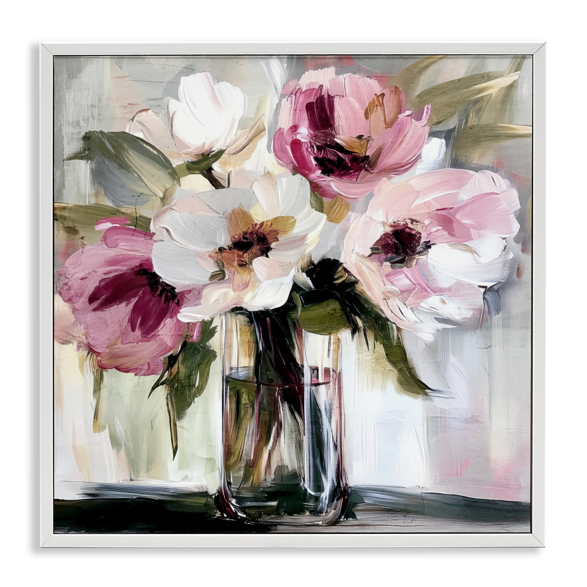 Stupell Industries Resonance Flower Vase White Framed Giclee Art, design by Annabelle Hall