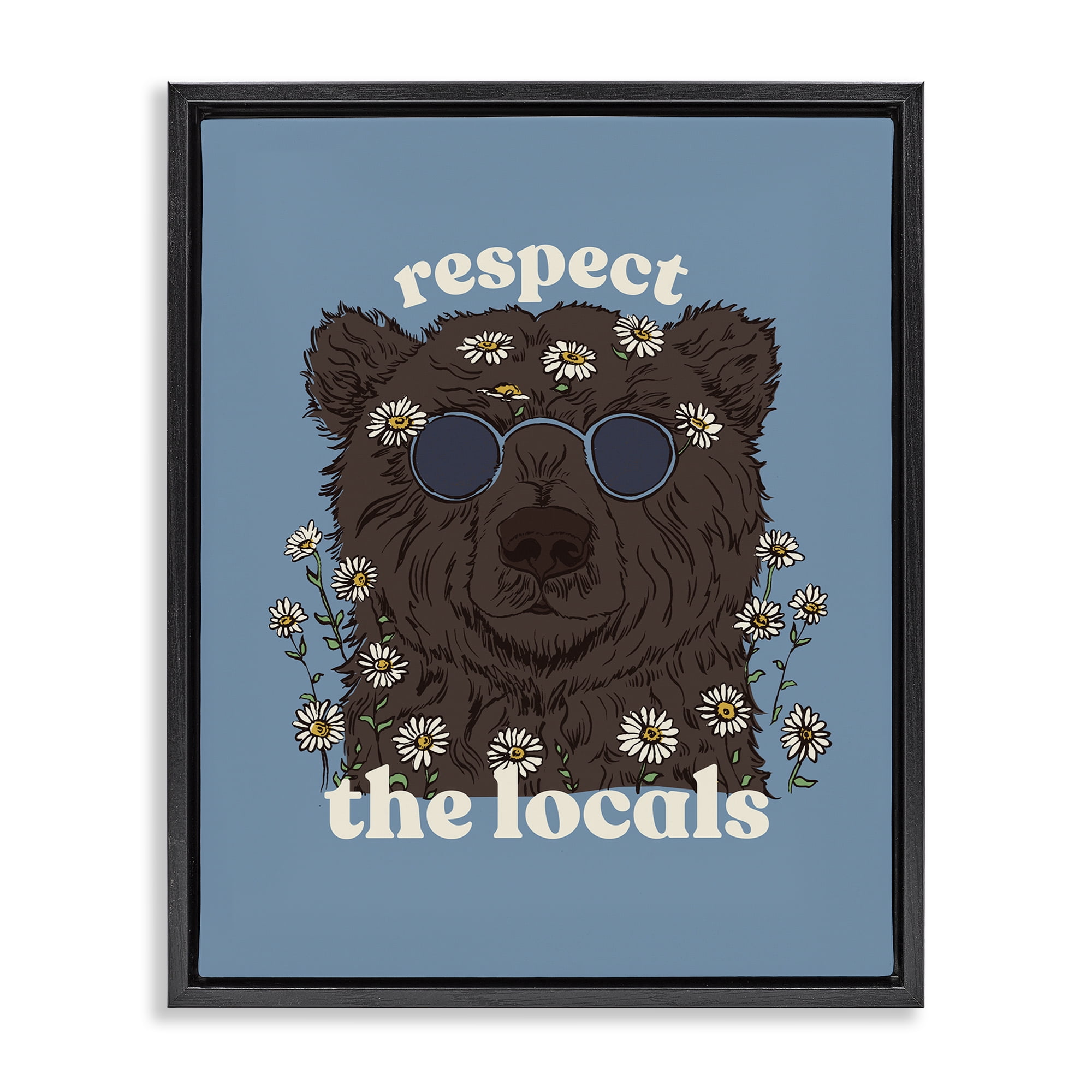 Stupell Industries Respect The Locals Bear Black Framed Floater Canvas Wall Art, design by Two If By Sea Studios