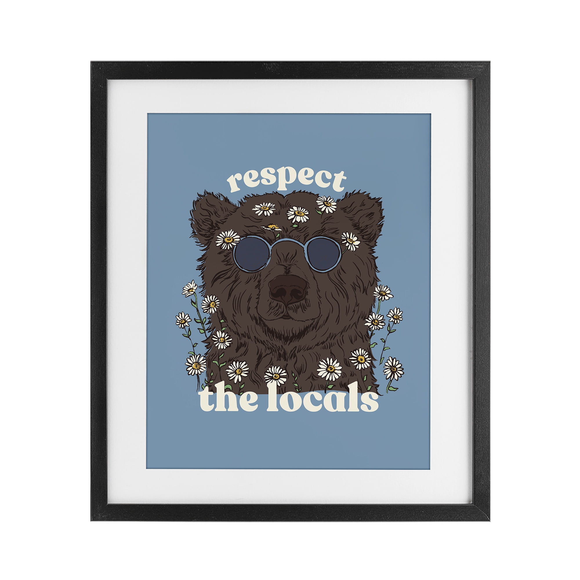 Stupell Industries Respect The Locals Bear Black Framed Print Under Glass, design by Two If By Sea Studios